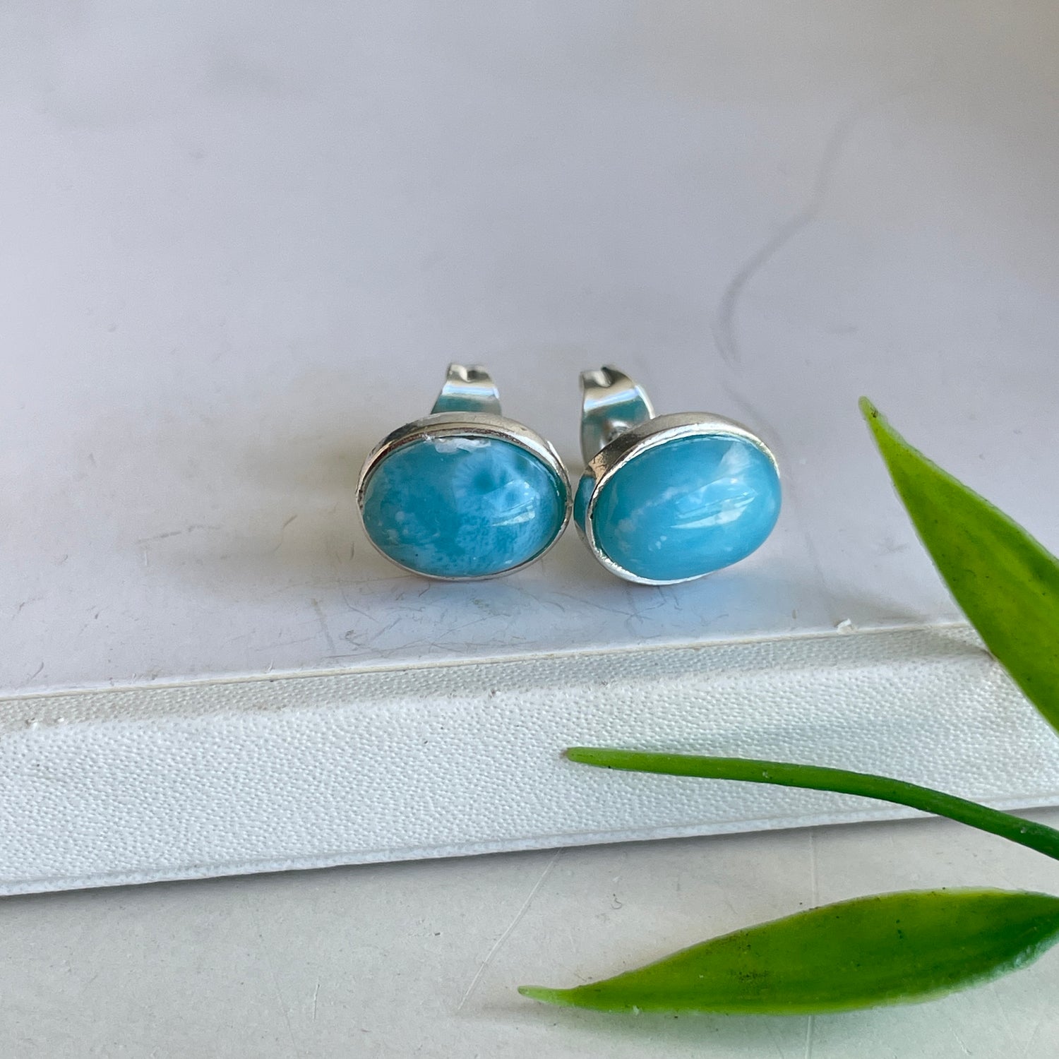 Larimar Oval Stud Earrings