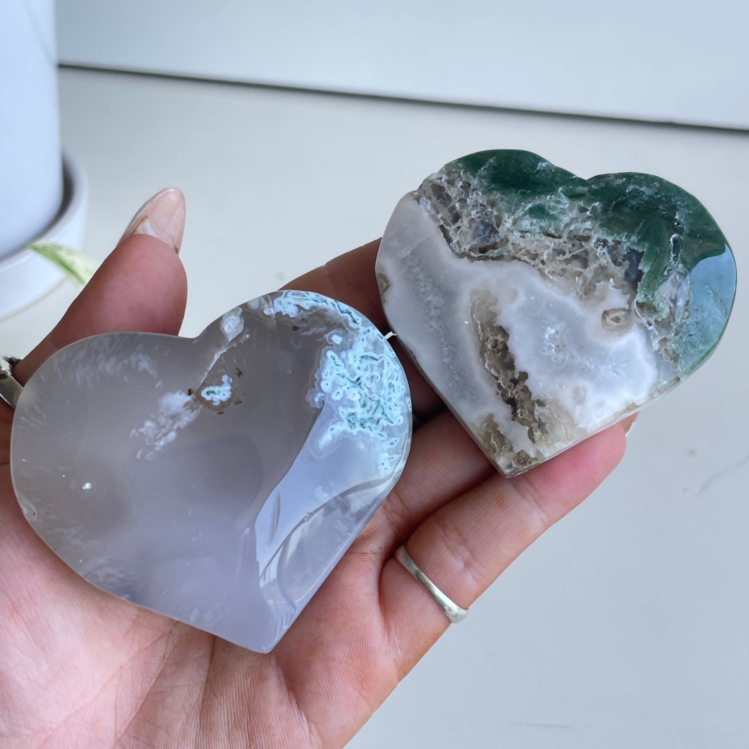 Moss Agate Heart Large Assorted