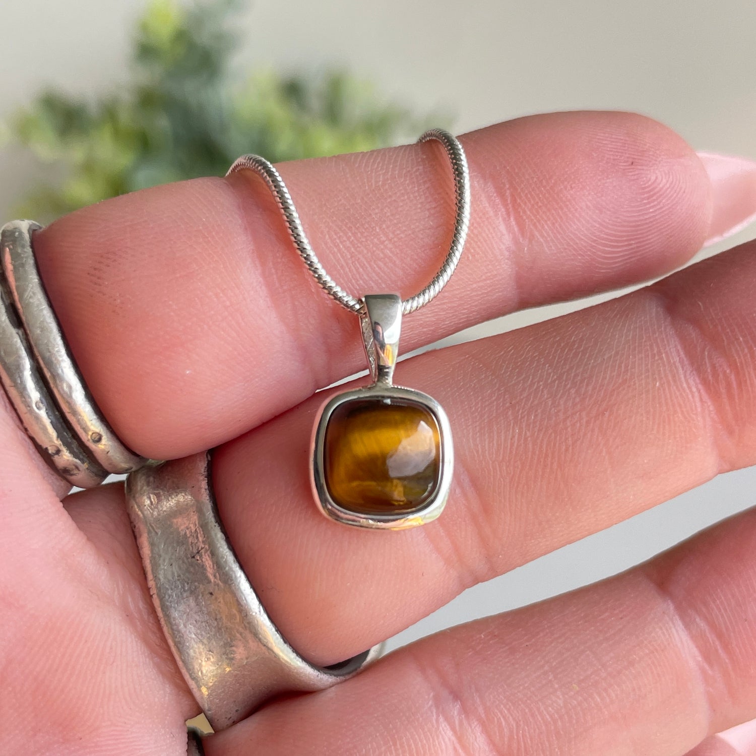Tigers Eye Square Pendant