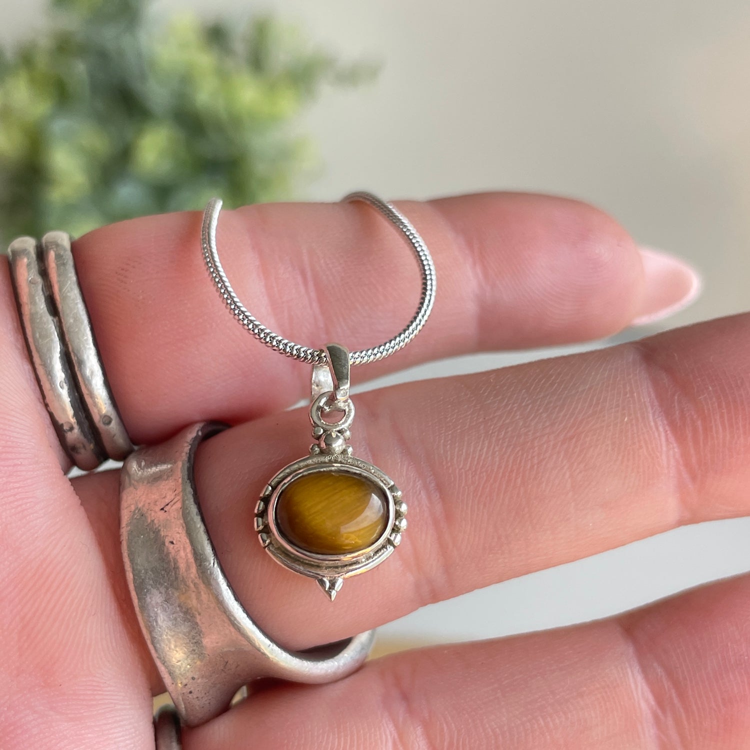Tigers Eye Oval Pendant