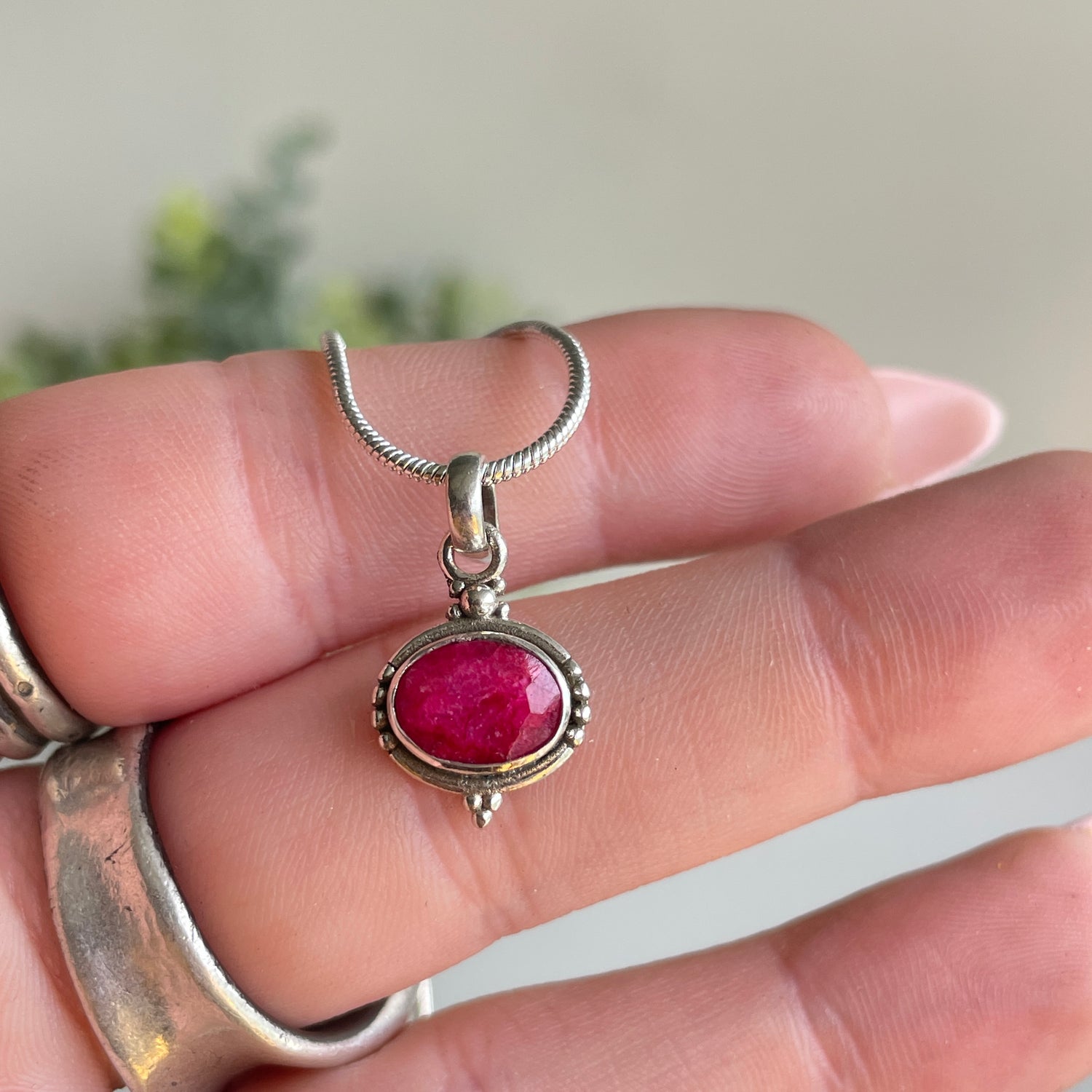 Ruby Oval Pendant