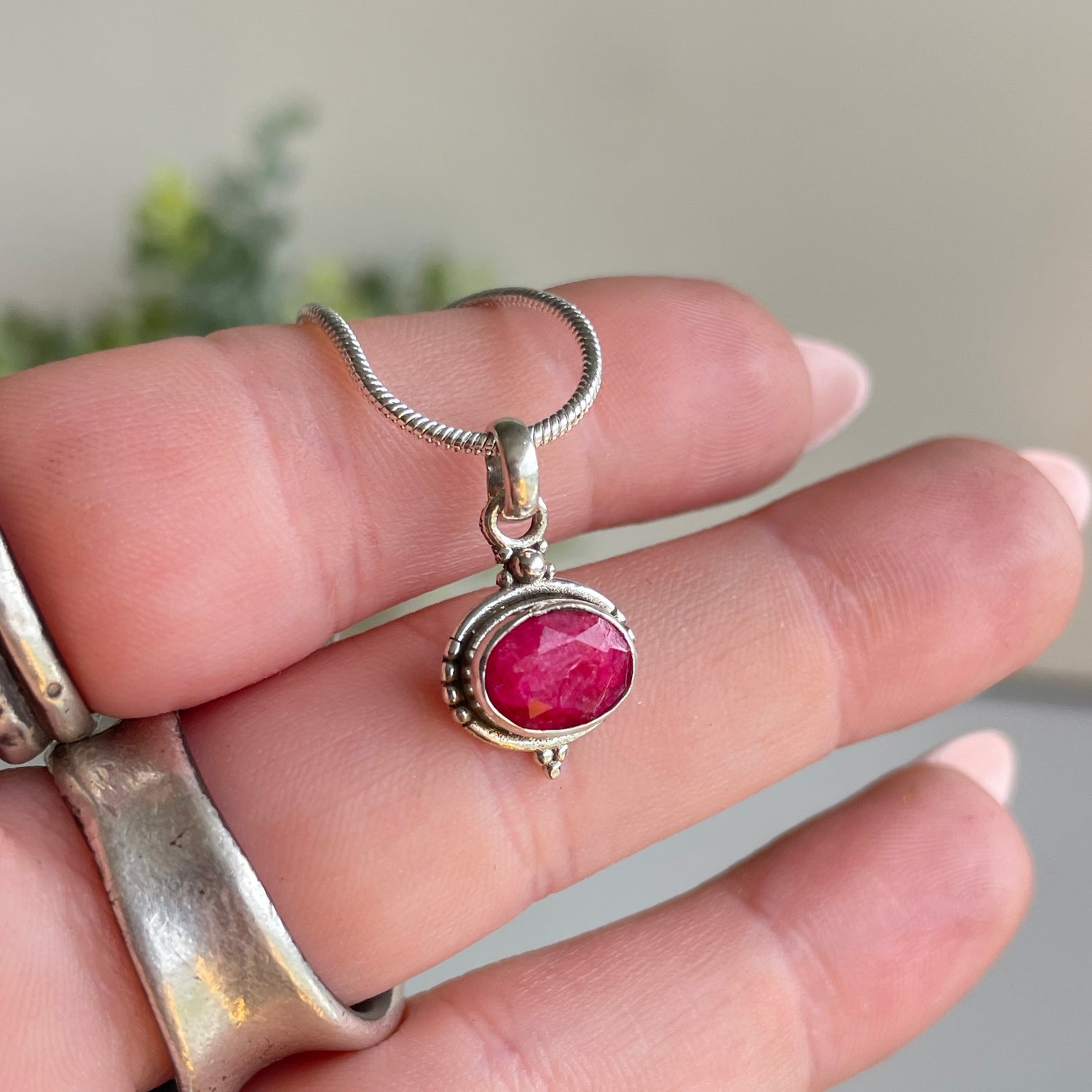 Ruby Oval Pendant