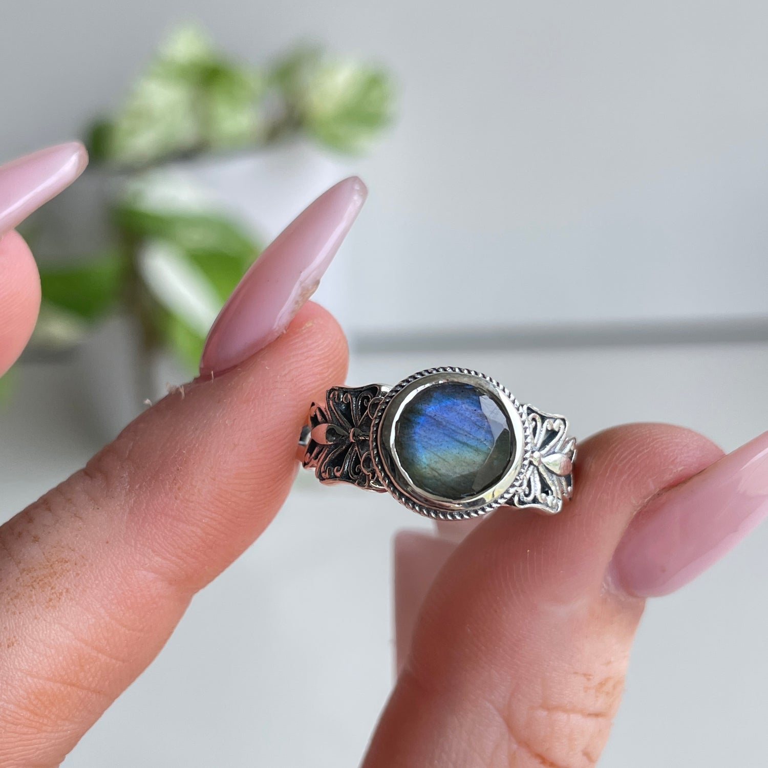 Labradorite Butterfly Ring