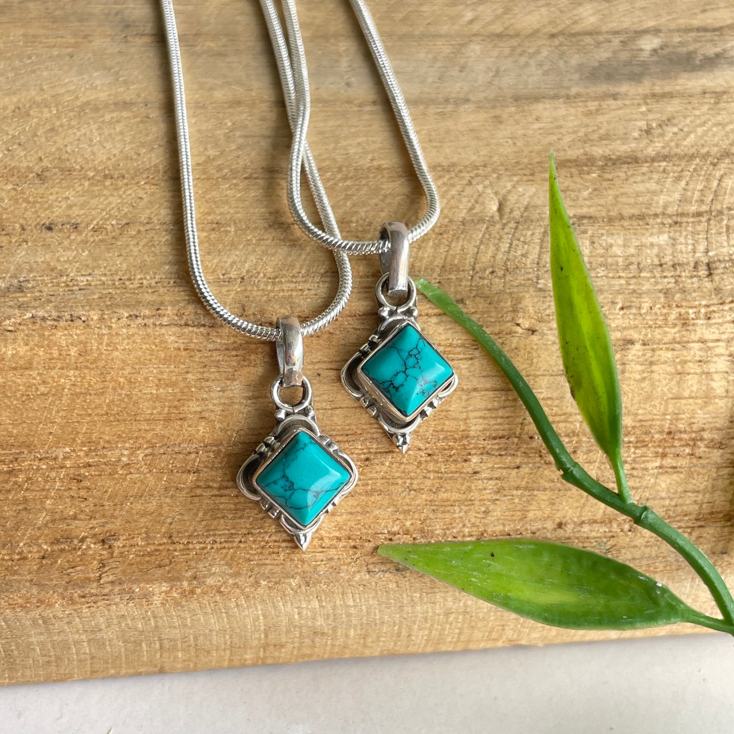 Turquoise Howlite Diamond Pendant