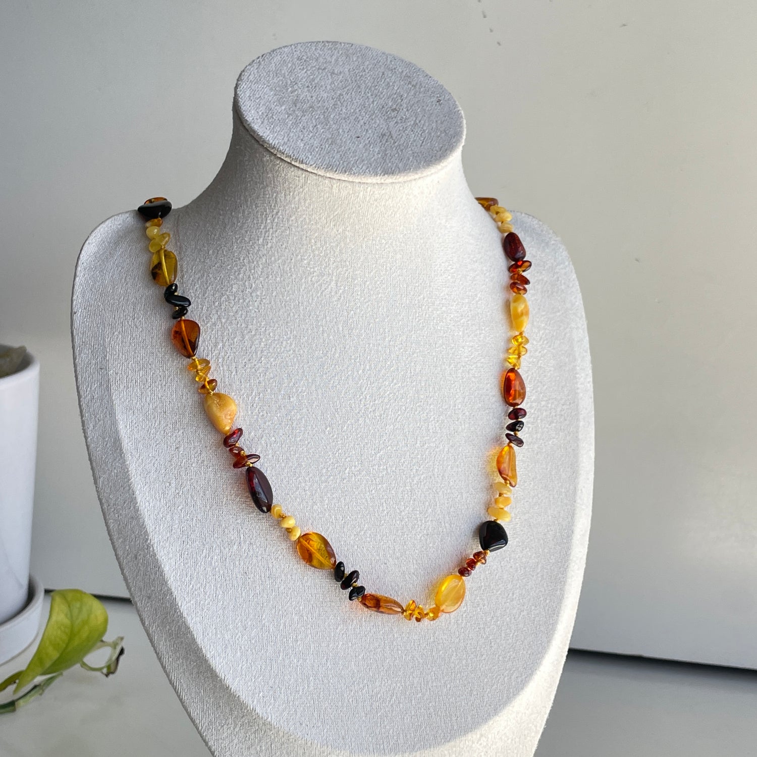 Multi Beaded Amber Necklace