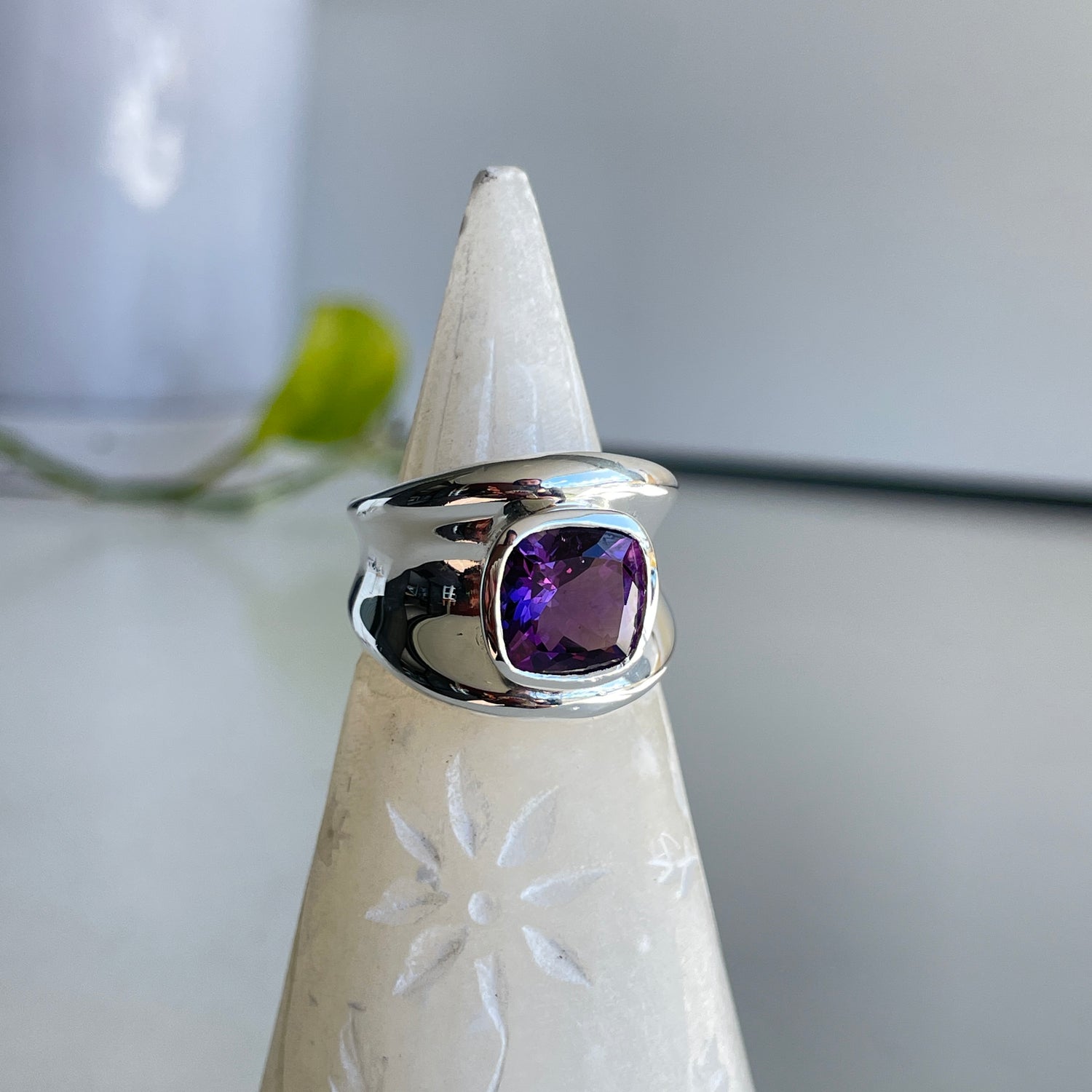 Amethyst Square Ring Sz8