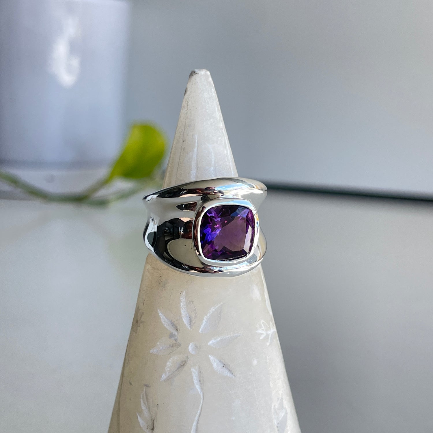 Amethyst Square Ring Sz8