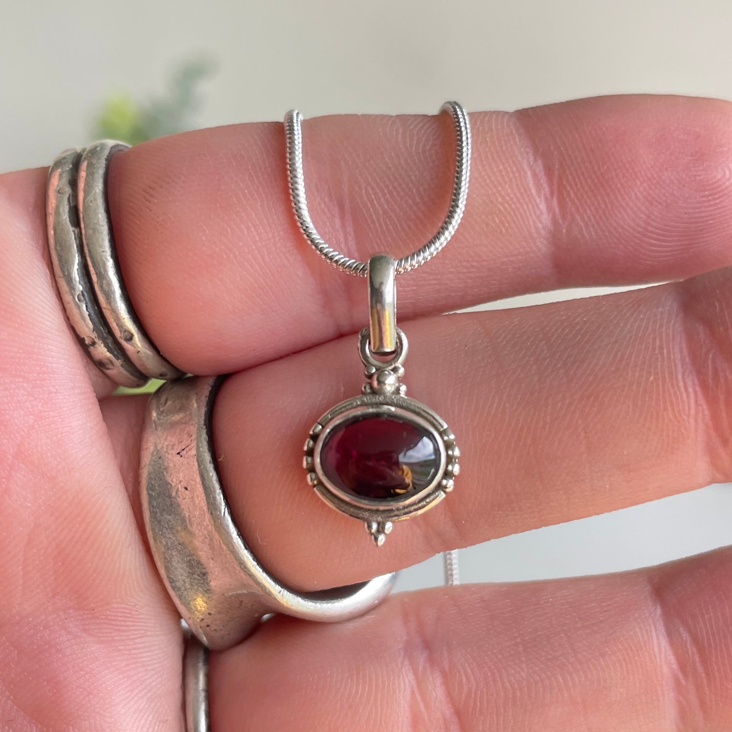 Garnet Oval Pendant