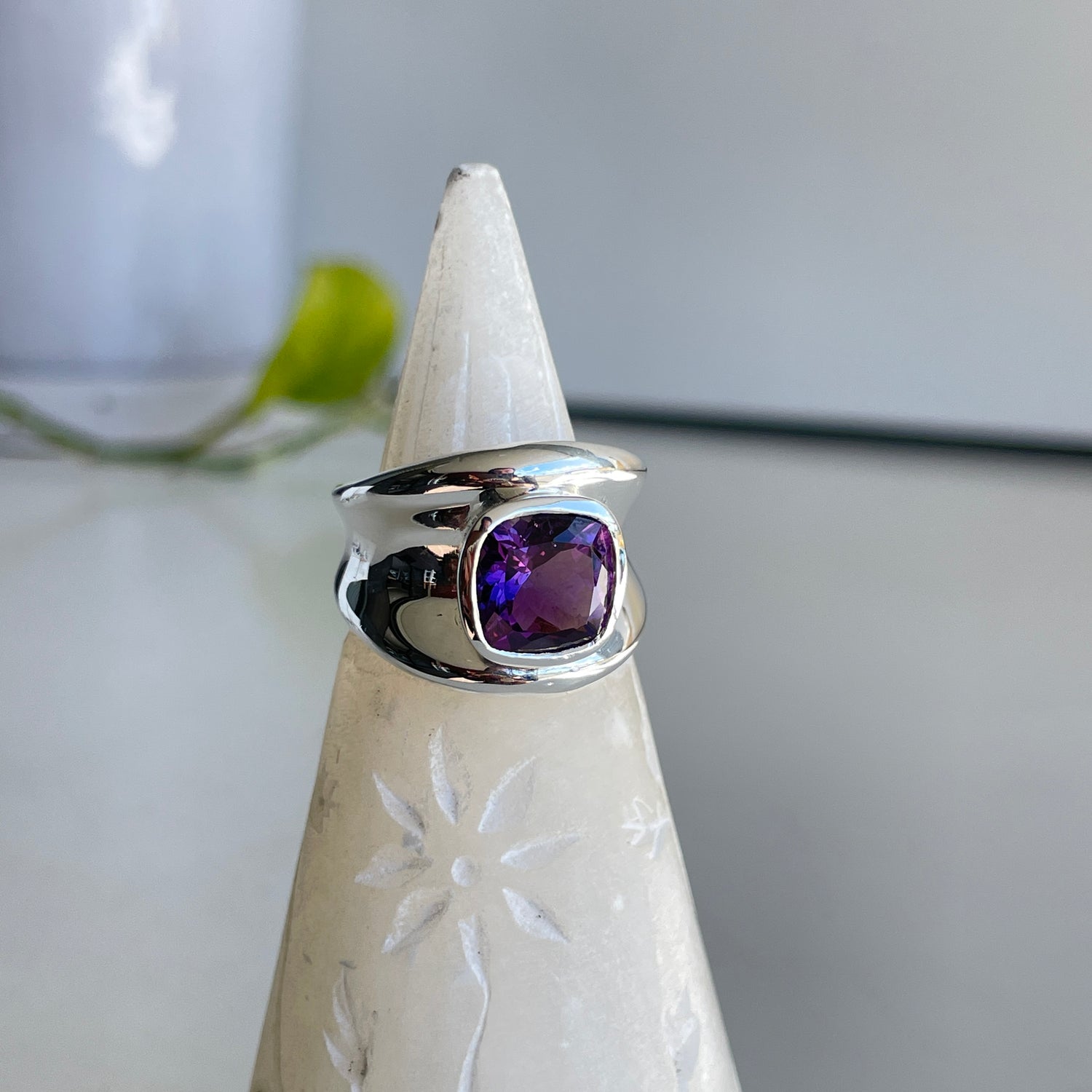 Amethyst Square Ring Sz8