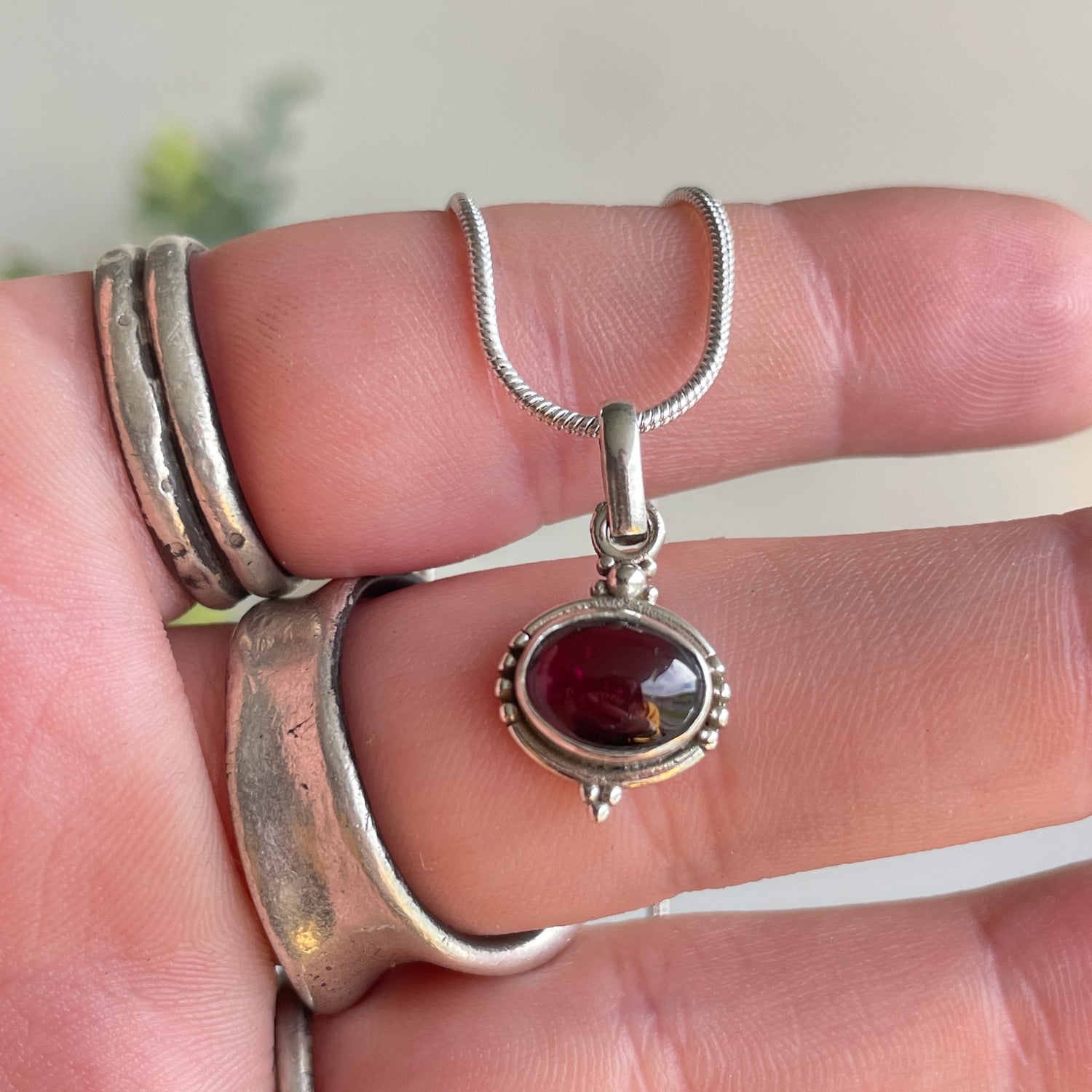 Garnet Oval Pendant