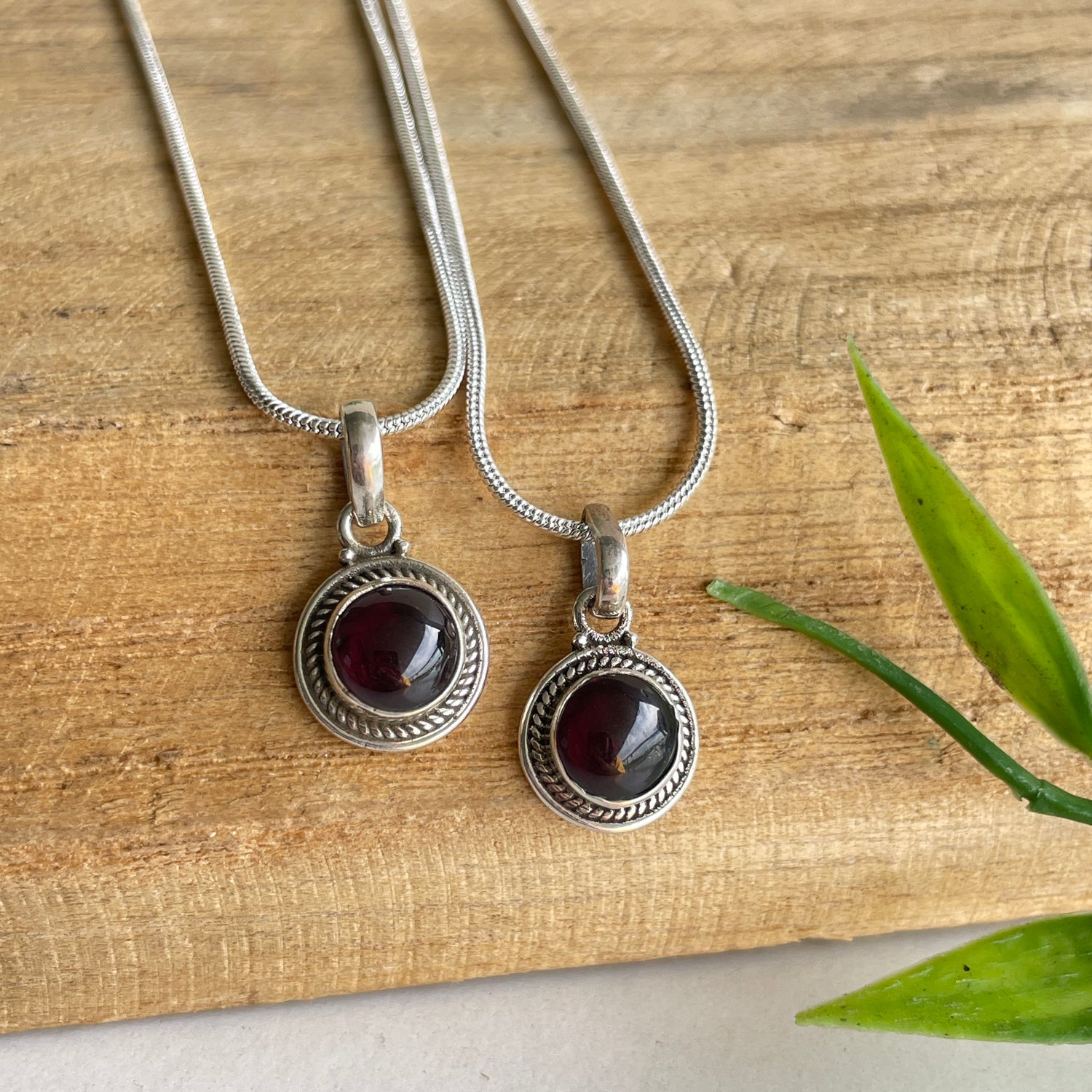 Garnet Round Pendant