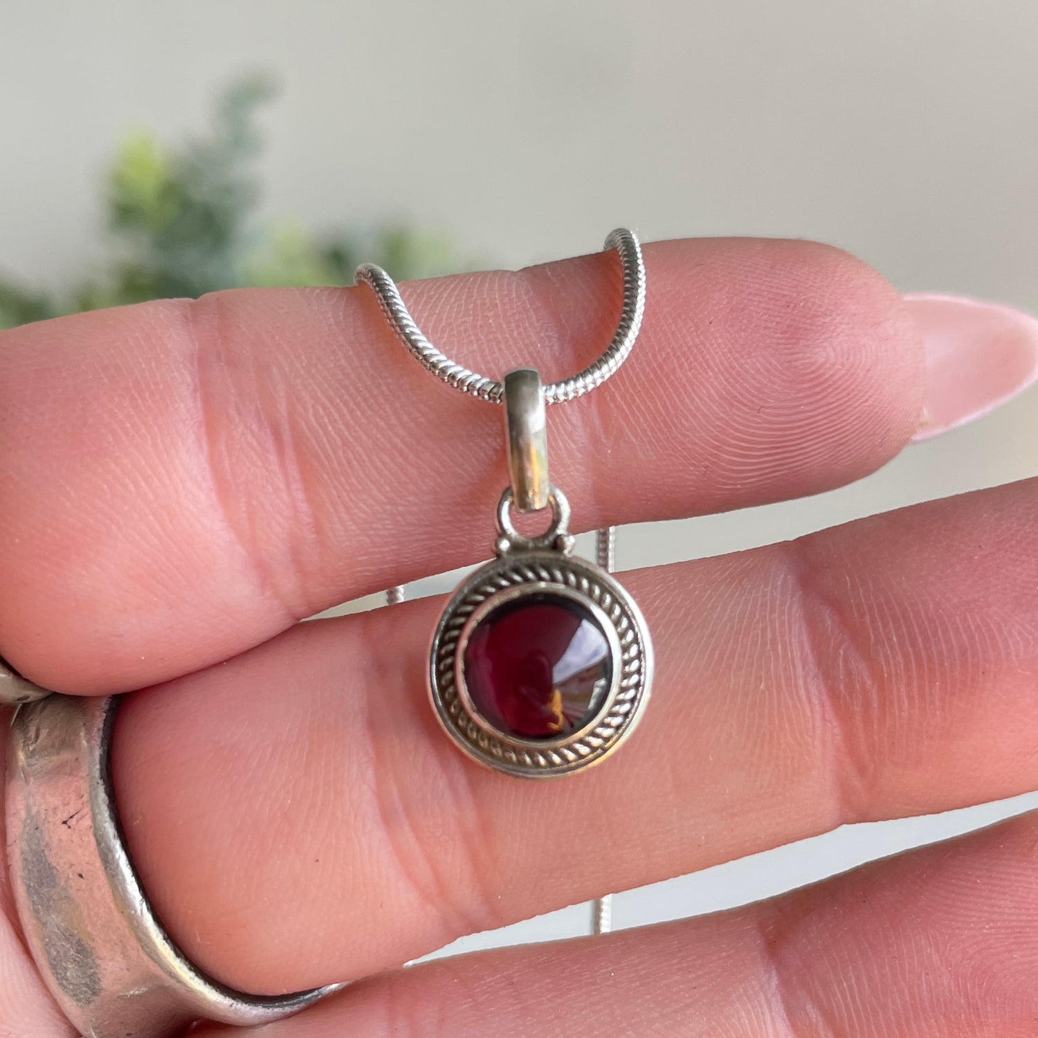 Garnet Round Pendant