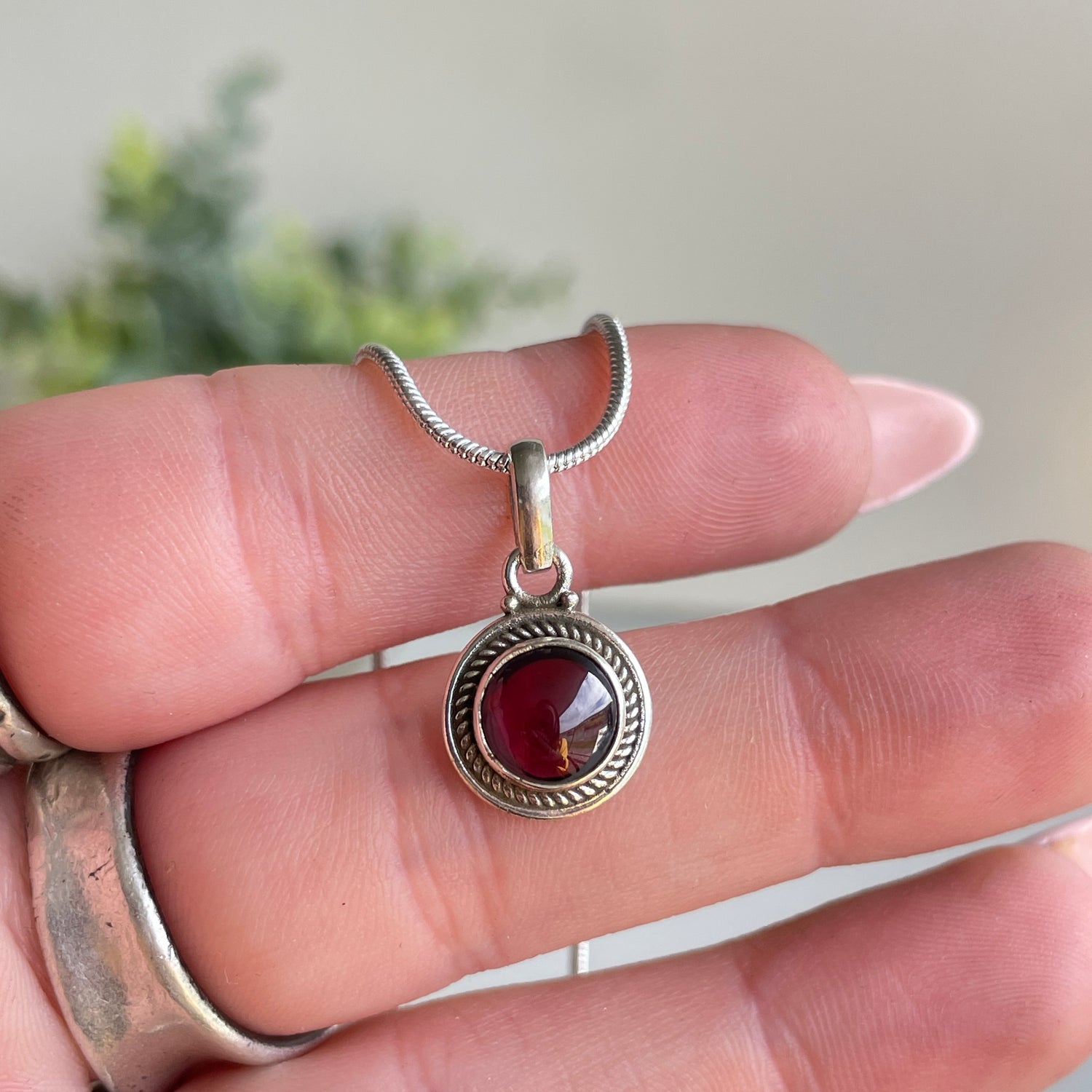 Garnet Round Pendant