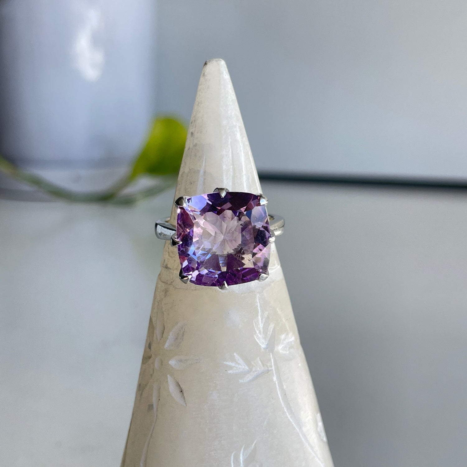 Amethyst Square Ring Sz8