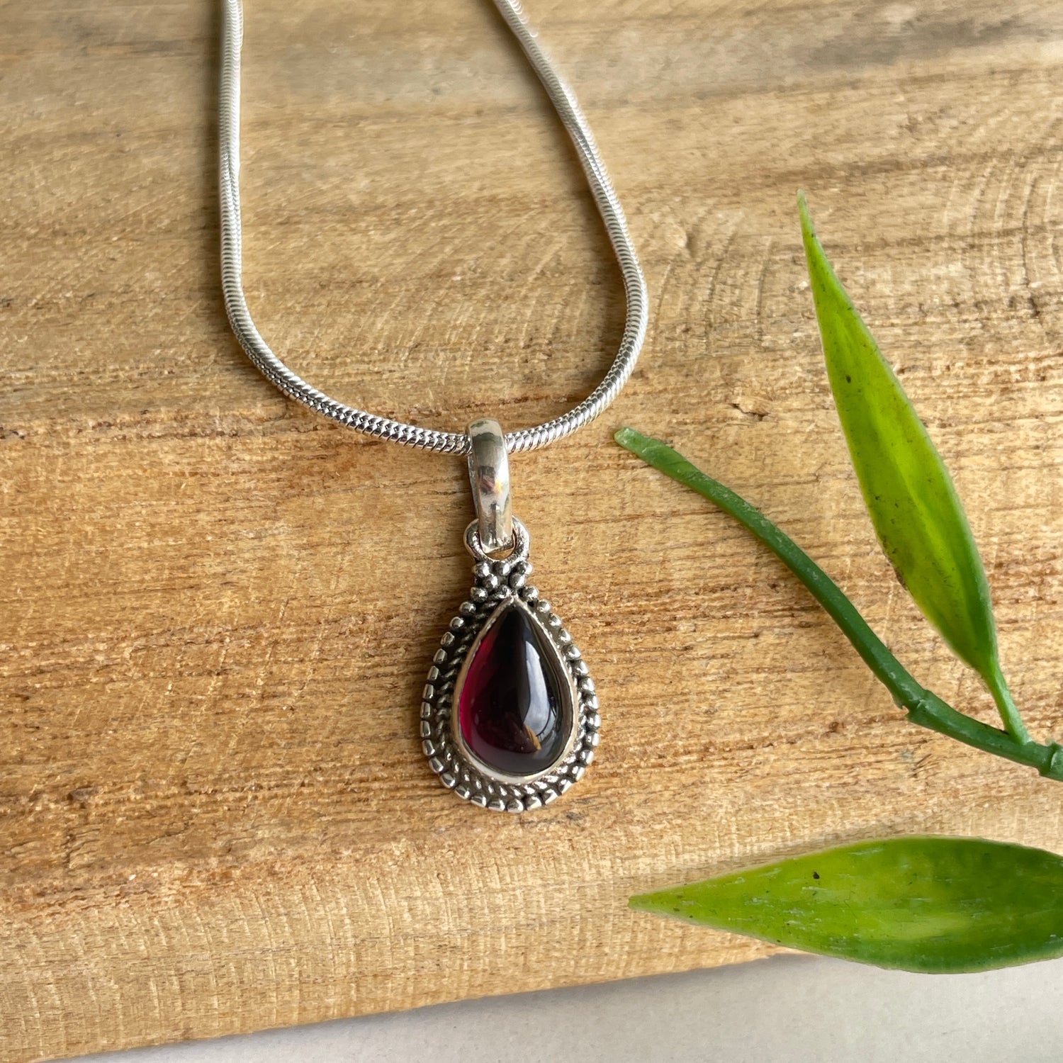 Garnet Teardrop Pendant
