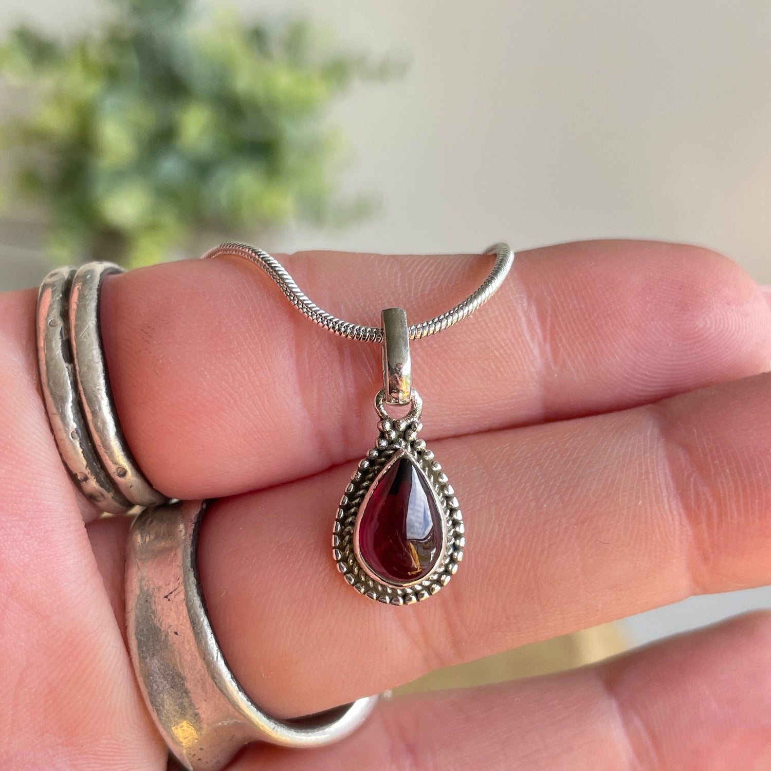 Garnet Teardrop Pendant