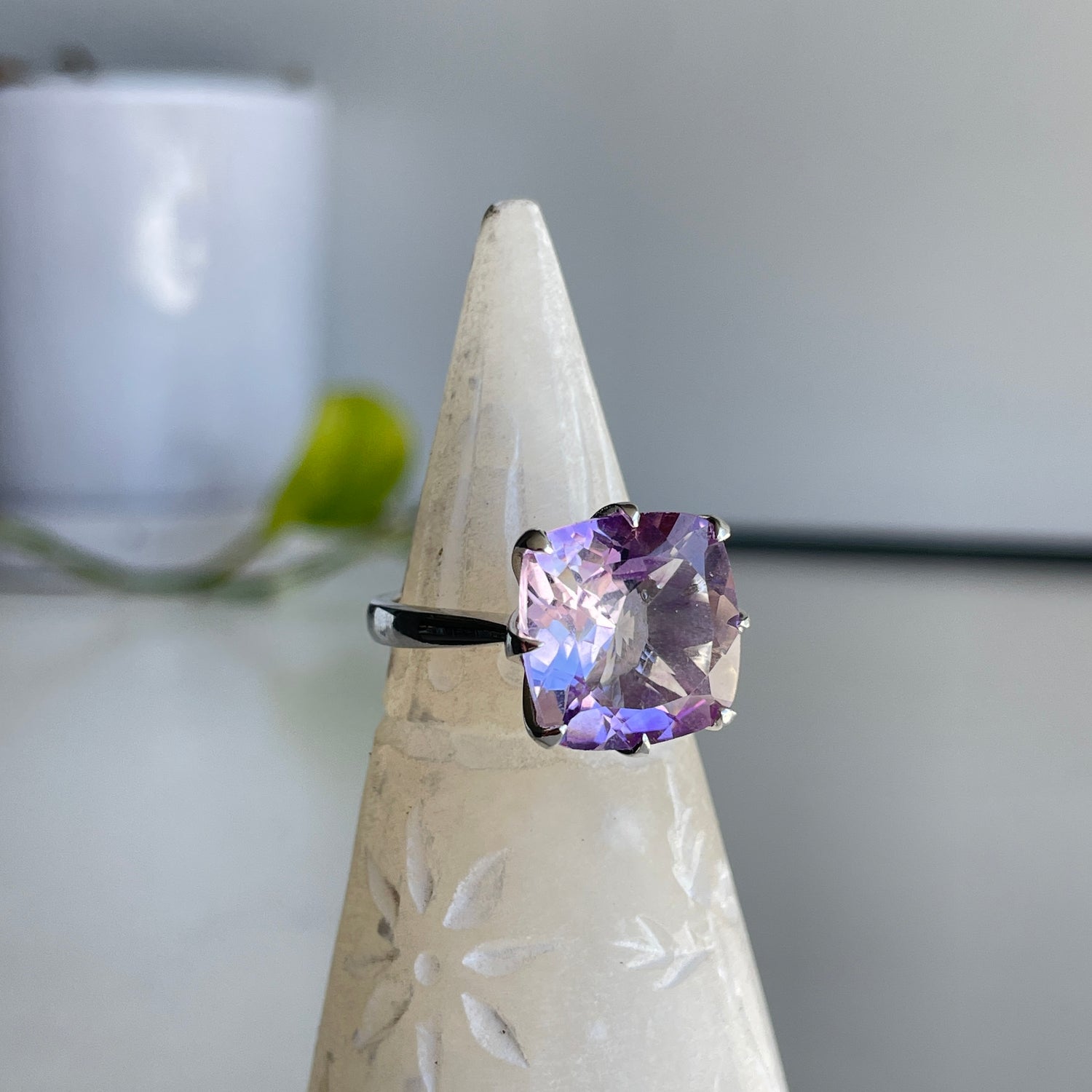 Amethyst Square Ring Sz8