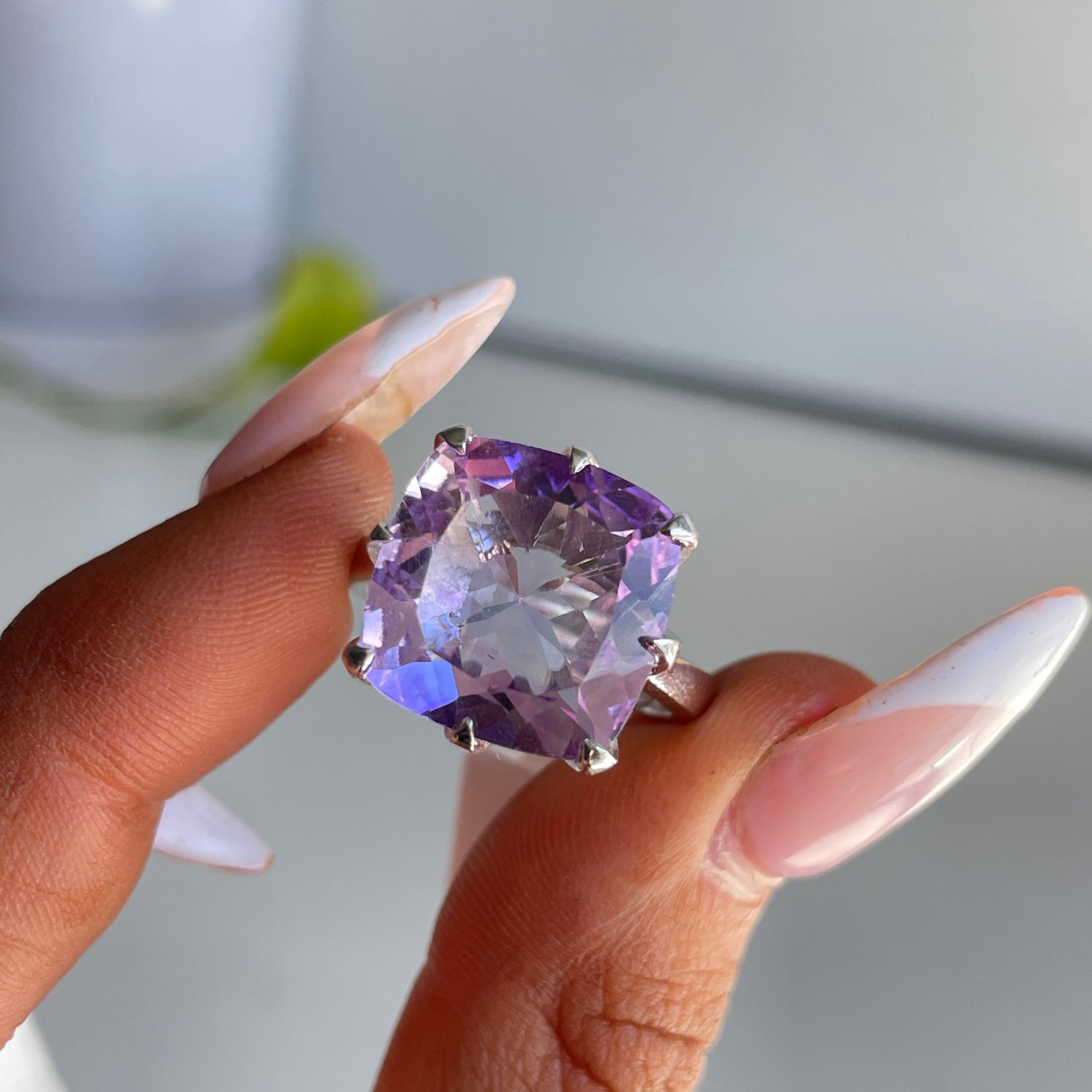 Amethyst Square Ring Sz8