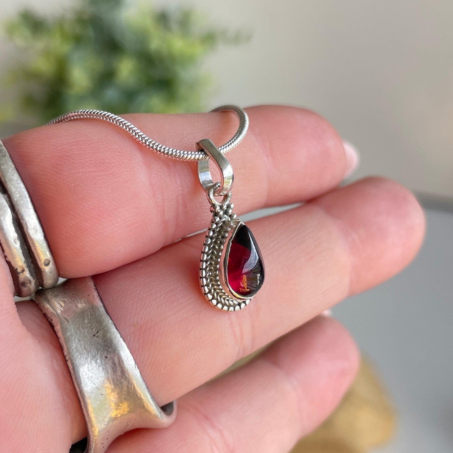 Garnet Teardrop Pendant
