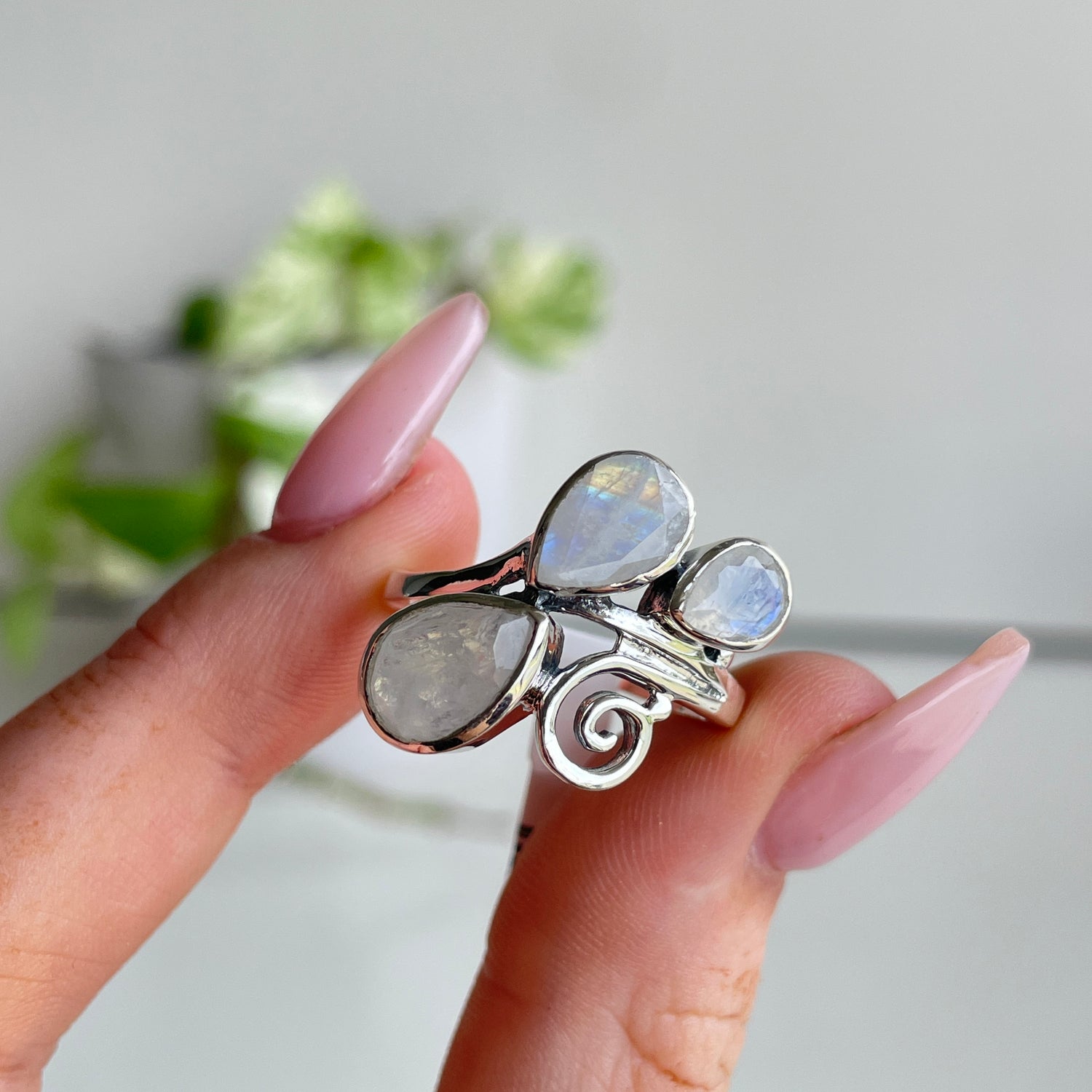 Moonstone Multi Stone Teardrop Ring