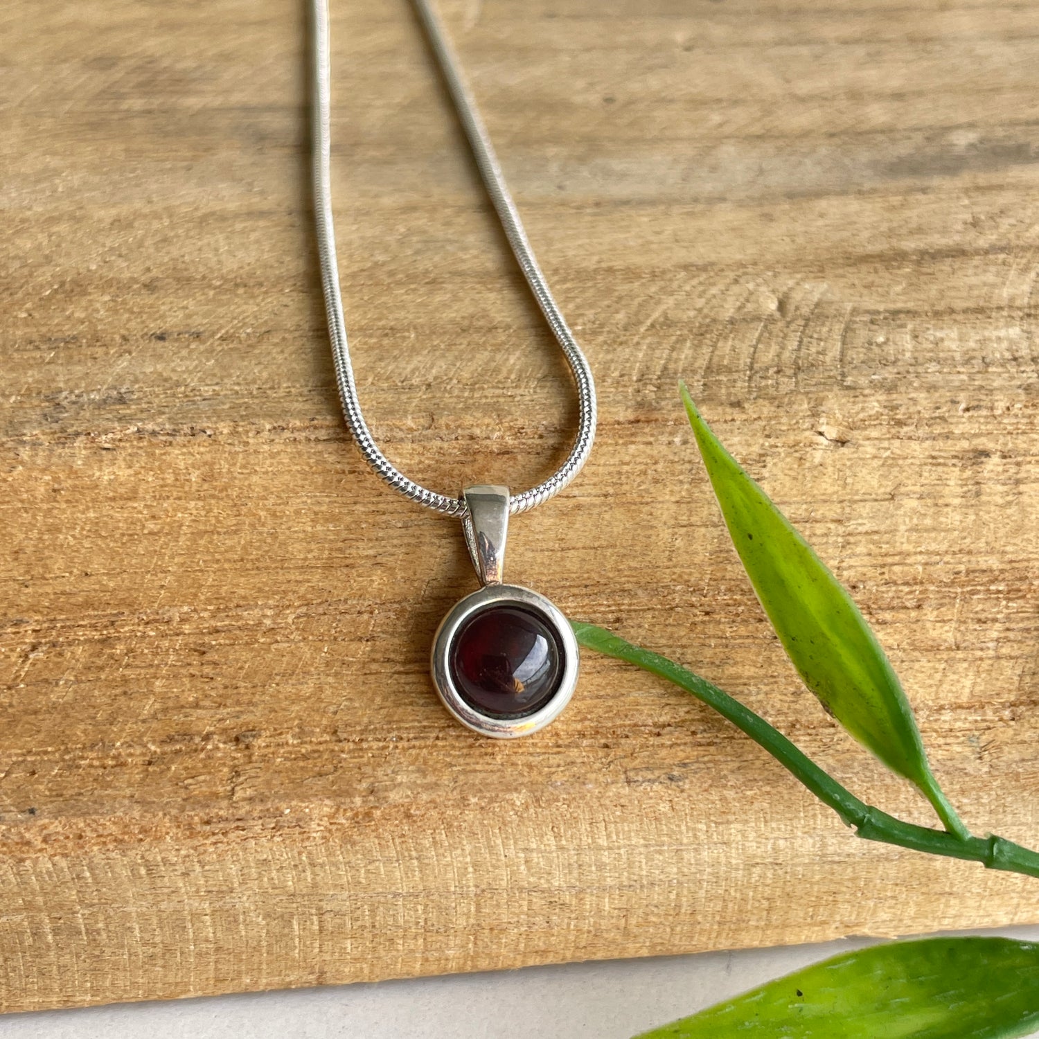 Garnet Round Pendant