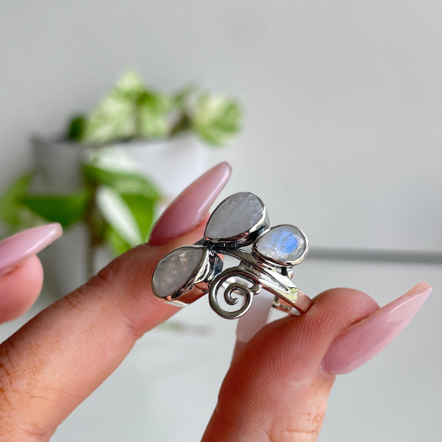 Moonstone Multi Stone Teardrop Ring