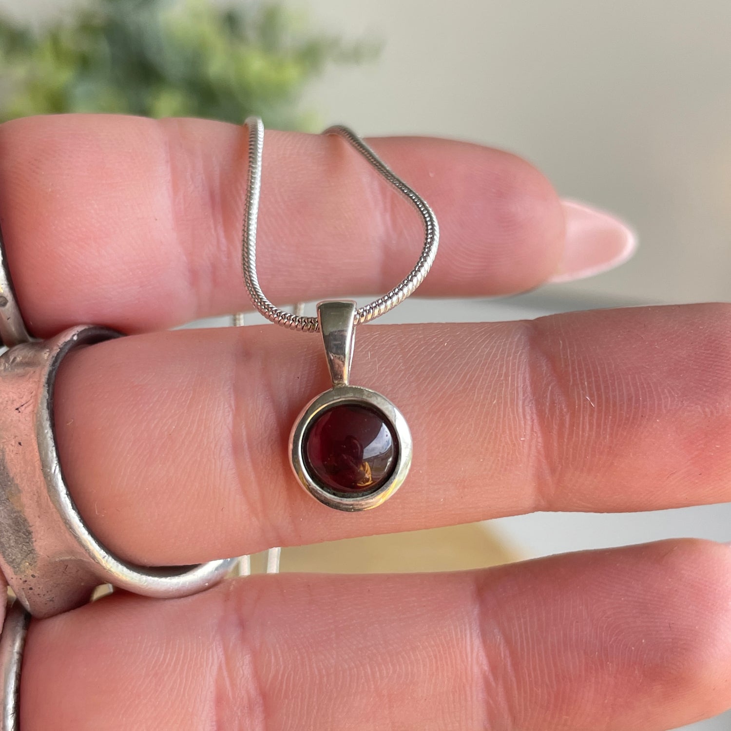 Garnet Round Pendant
