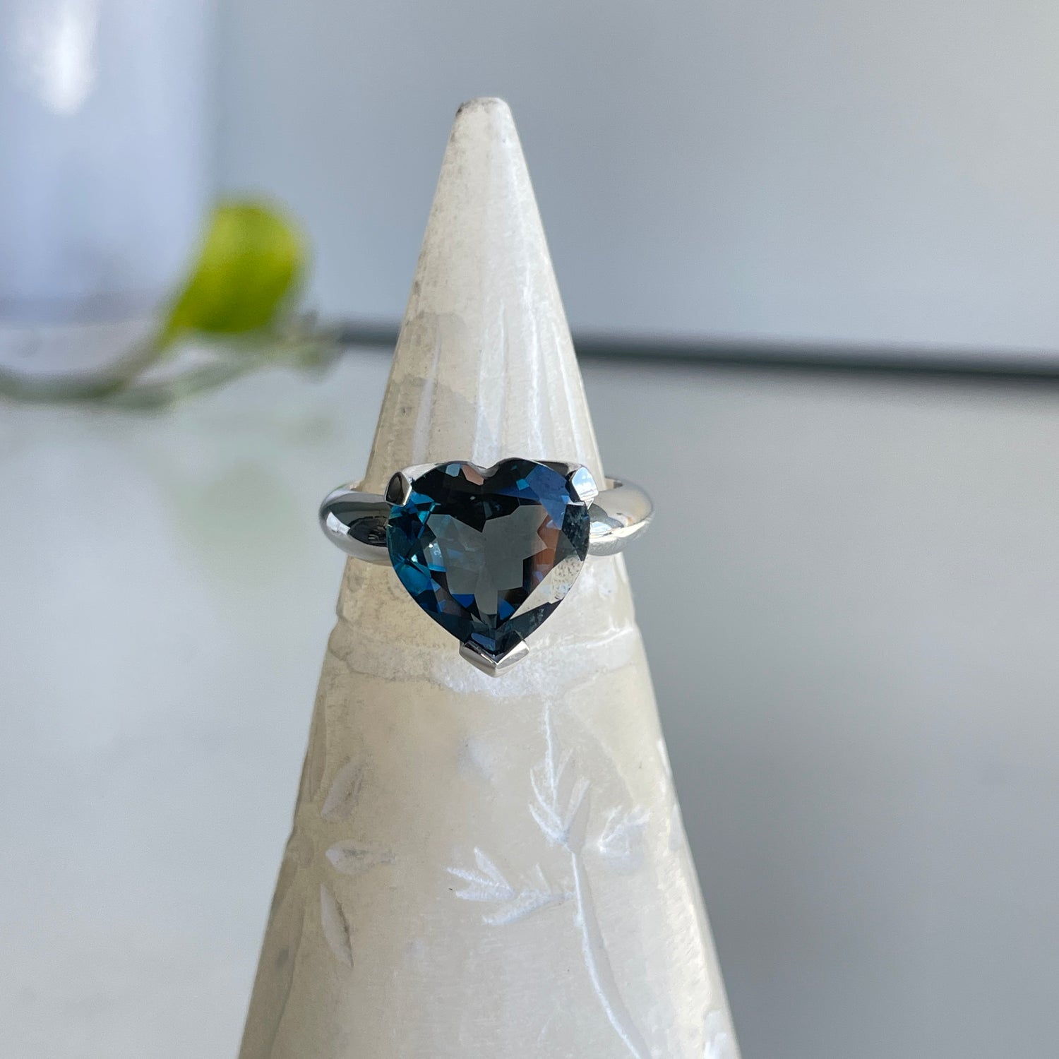 London Blue Topaz Heart Ring Sz8