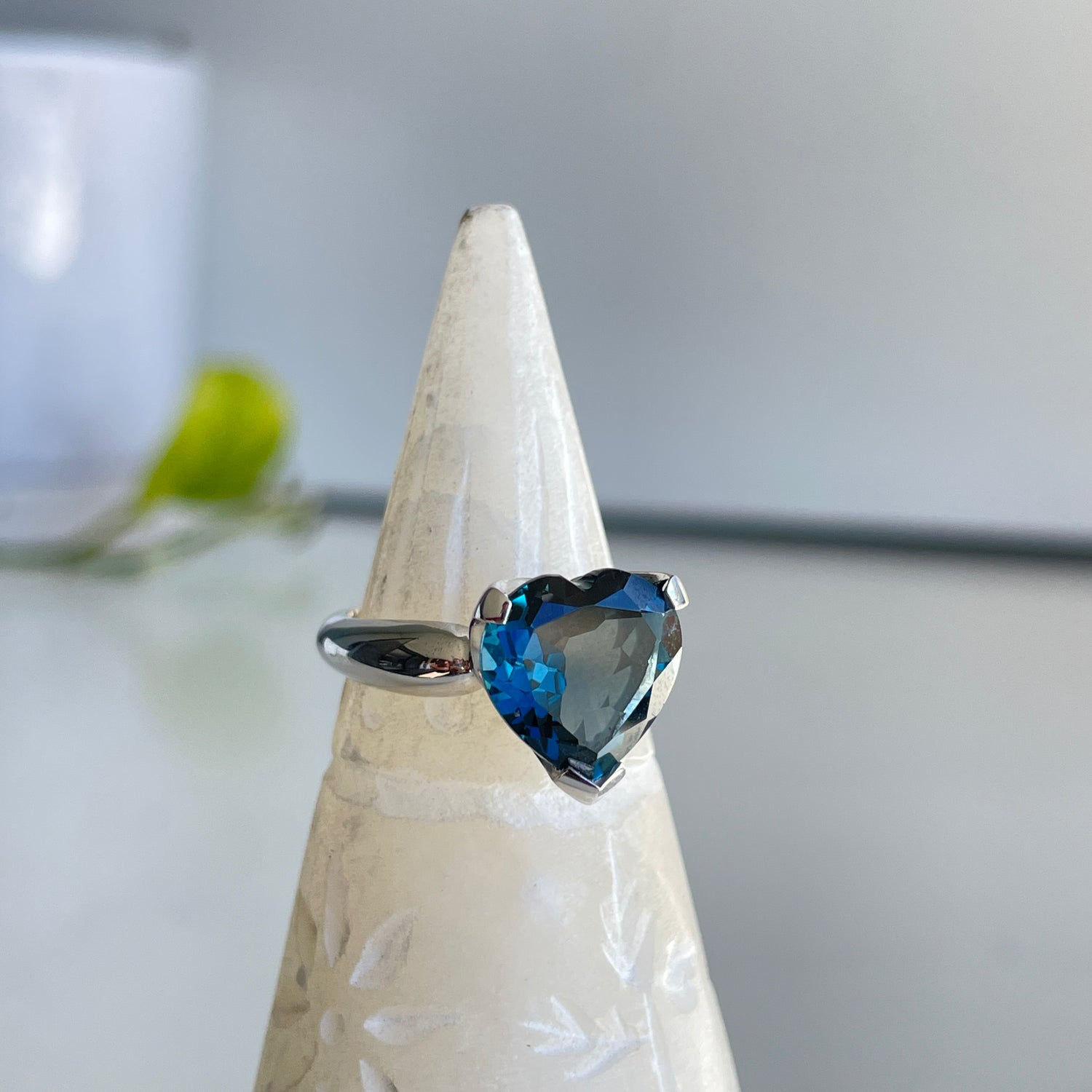 London Blue Topaz Heart Ring Sz8