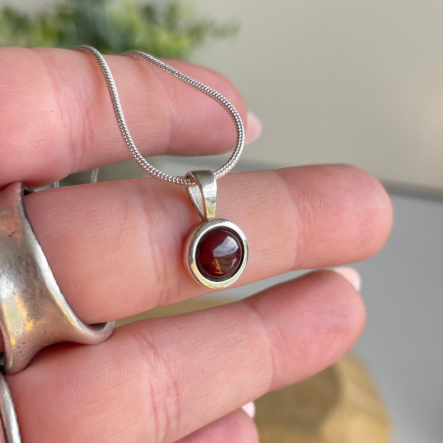 Garnet Round Pendant