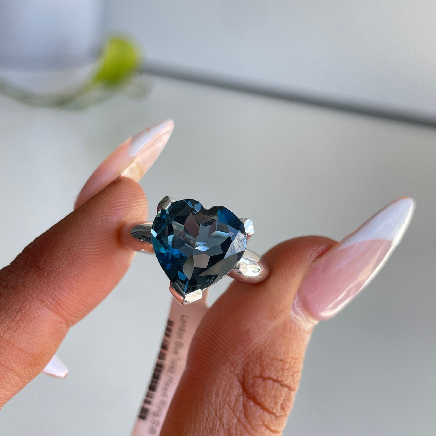 London Blue Topaz Heart Ring Sz8