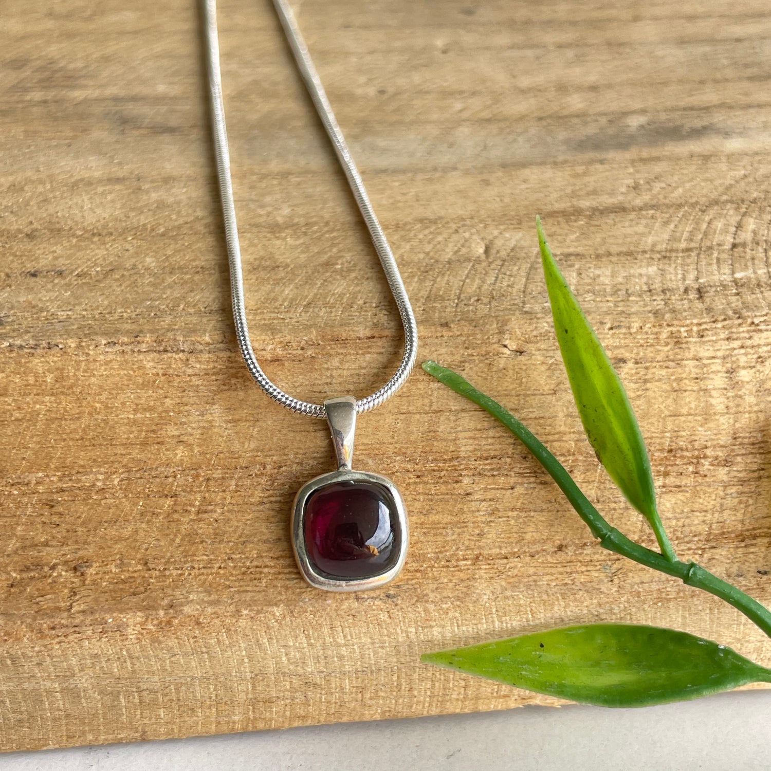 Garnet Square Pendant