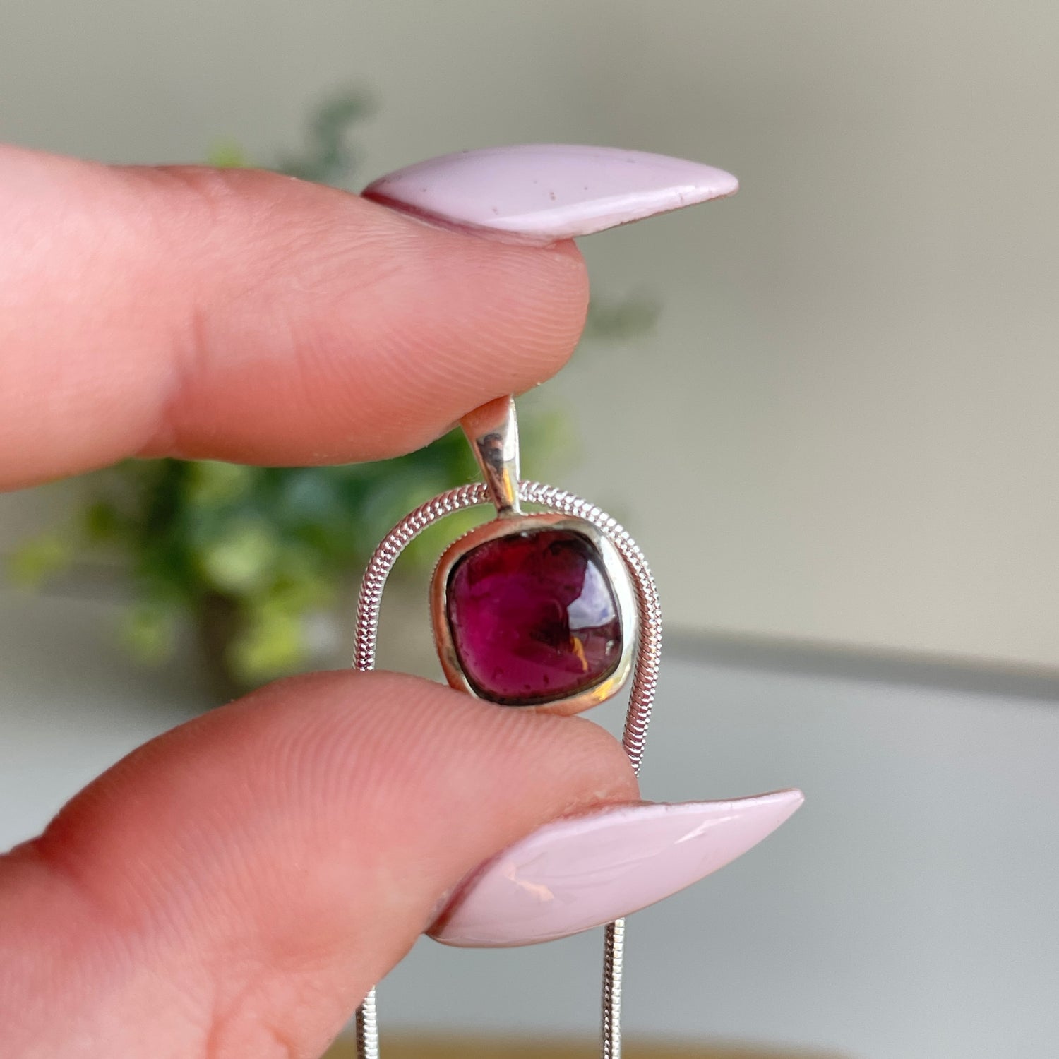 Garnet Square Pendant