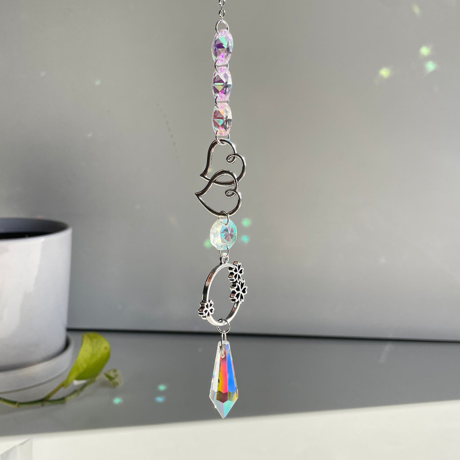 Double Heart Flower Suncatcher