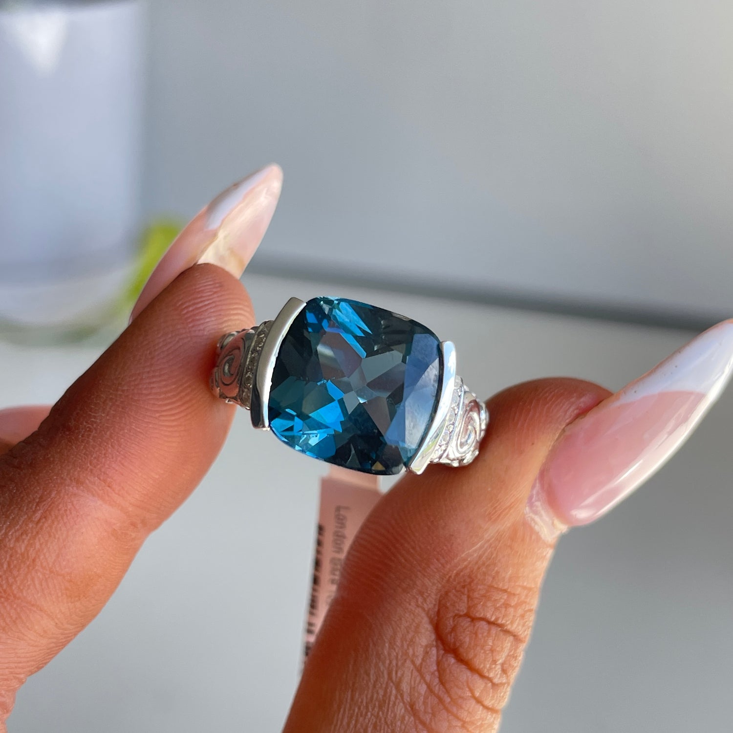 London Blue Topaz Square Ring Sz8