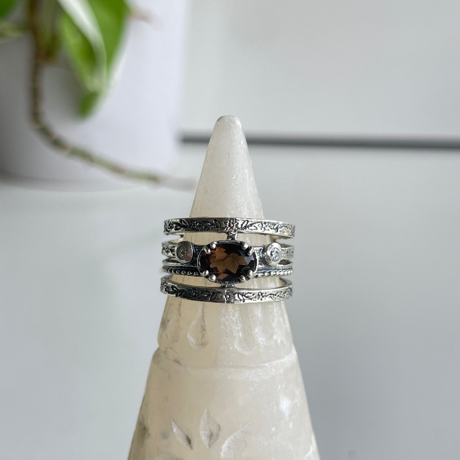 Smoky Quartz Oval Ring Sz6.5
