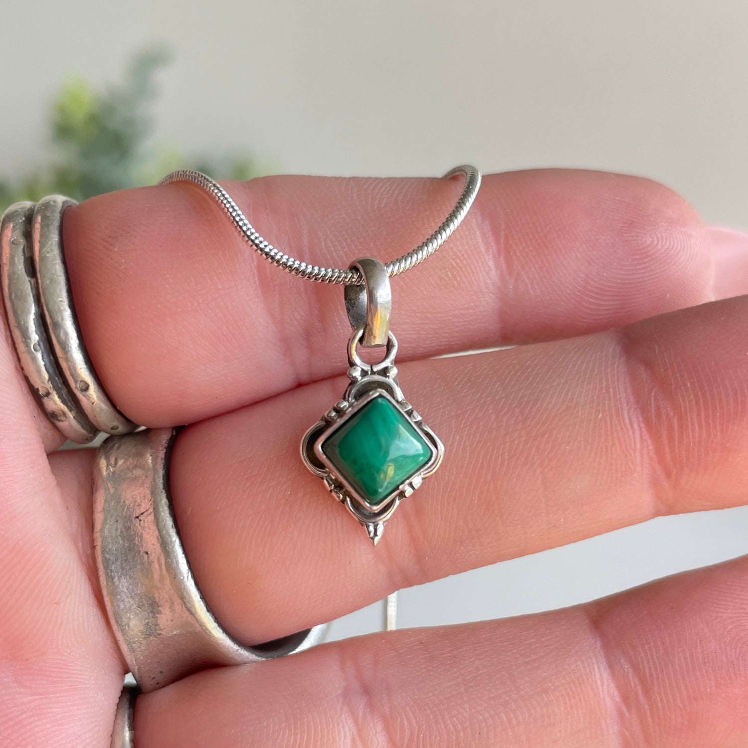 Malachite Diamond Pendant