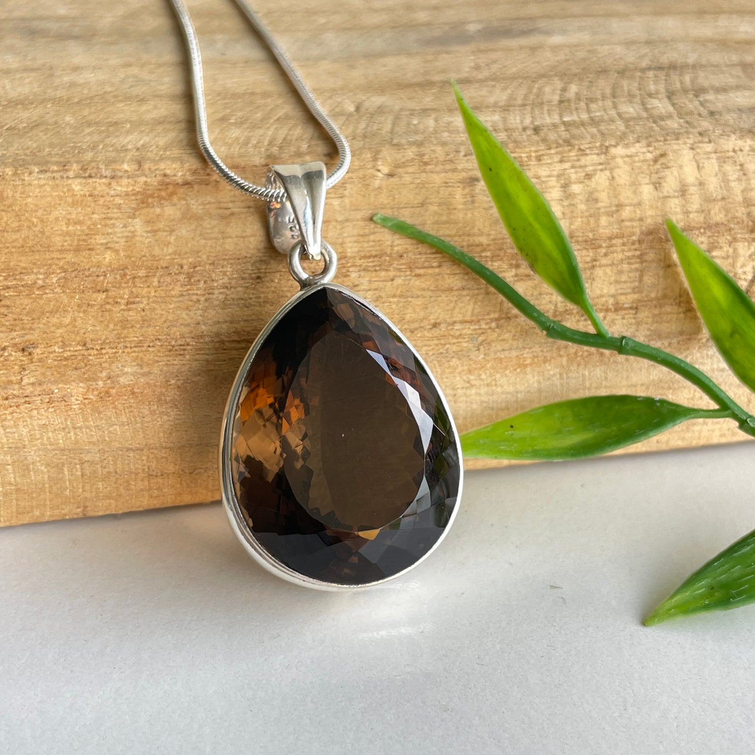 Smoky Quartz Teardrop Pendant