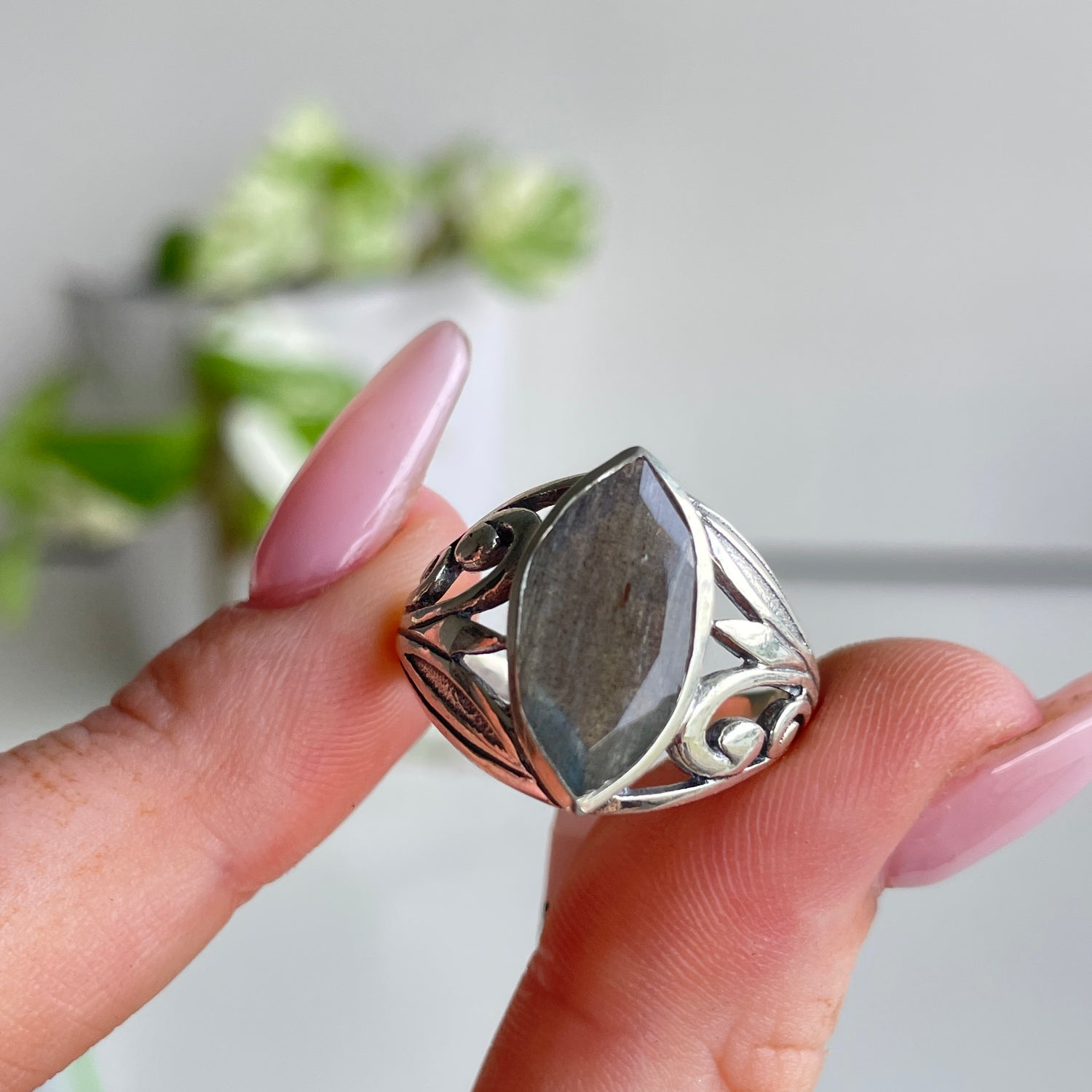 Labradorite Marquise Ring Sz9