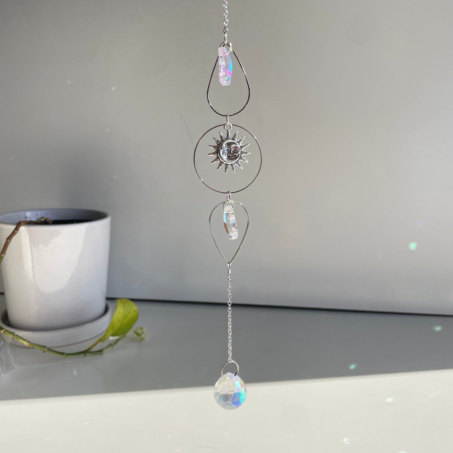 Sun Moon Teardrop Suncatcher