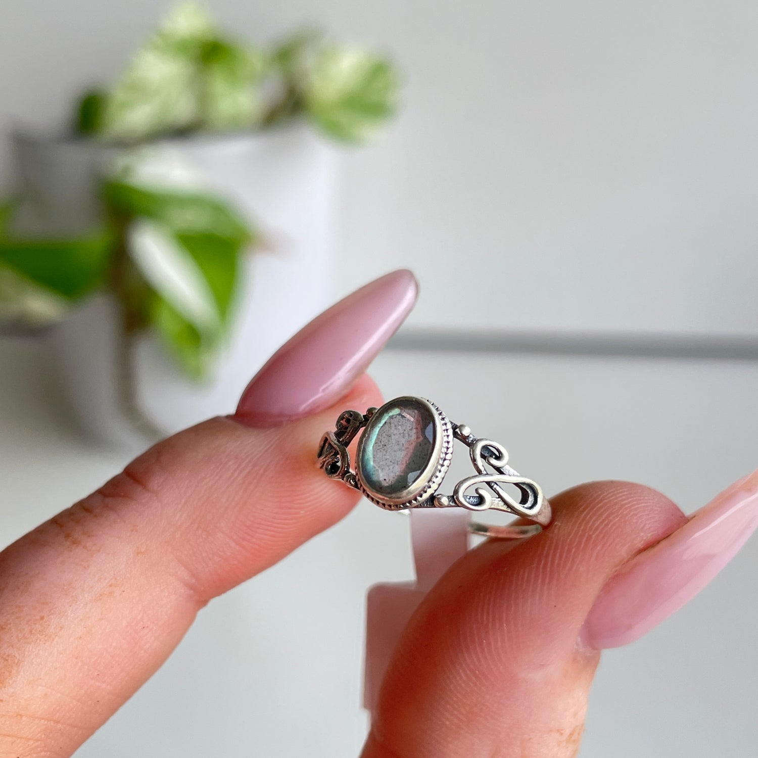 Labradorite Oval Ring Sz6.5