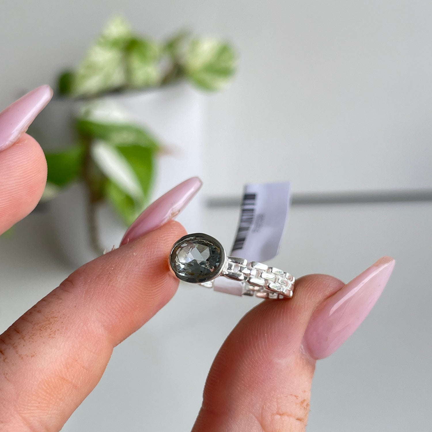 Green Amethyst Oval Ring Sz7