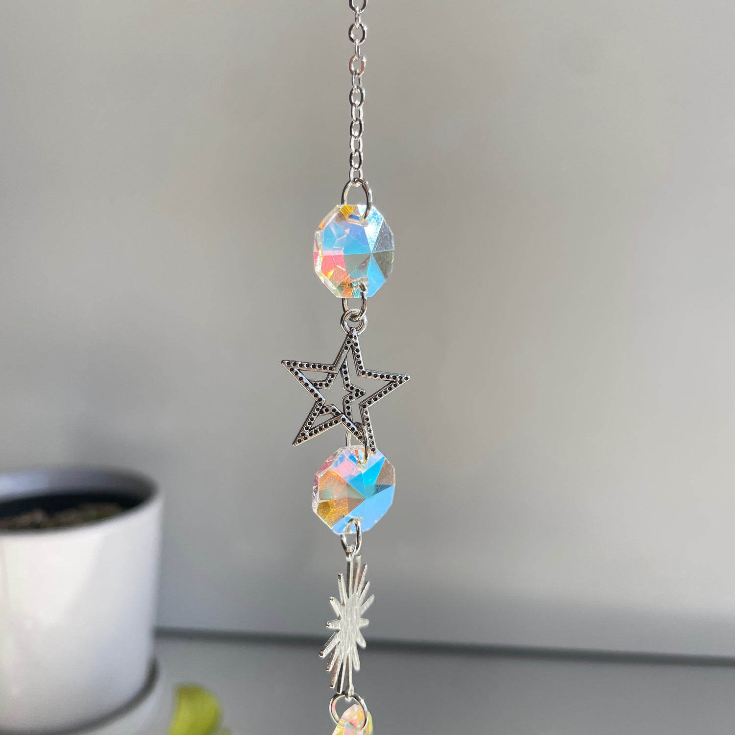 Sun Star Planet Suncatcher With Round Bead