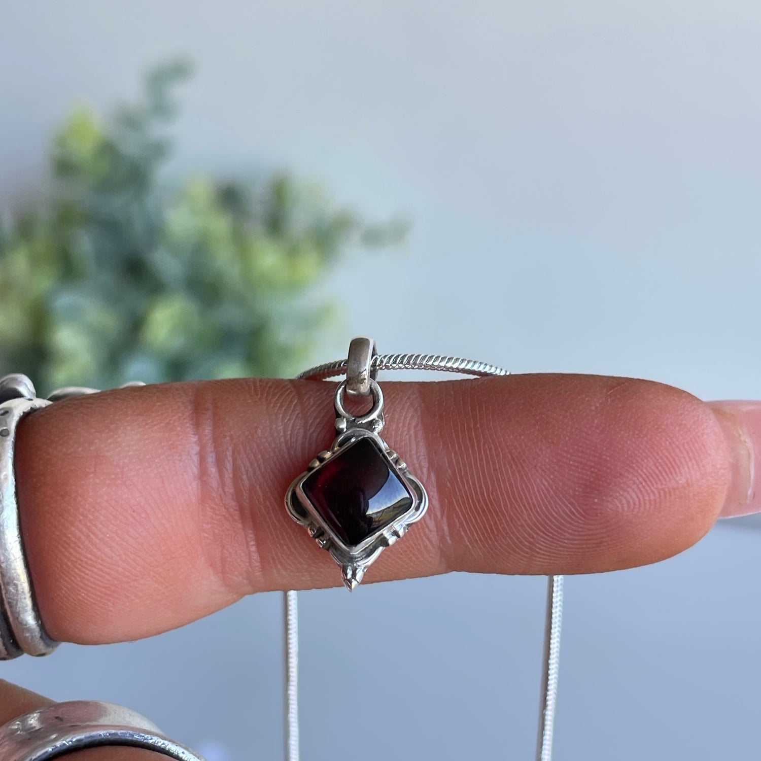 Garnet Diamond Pendant