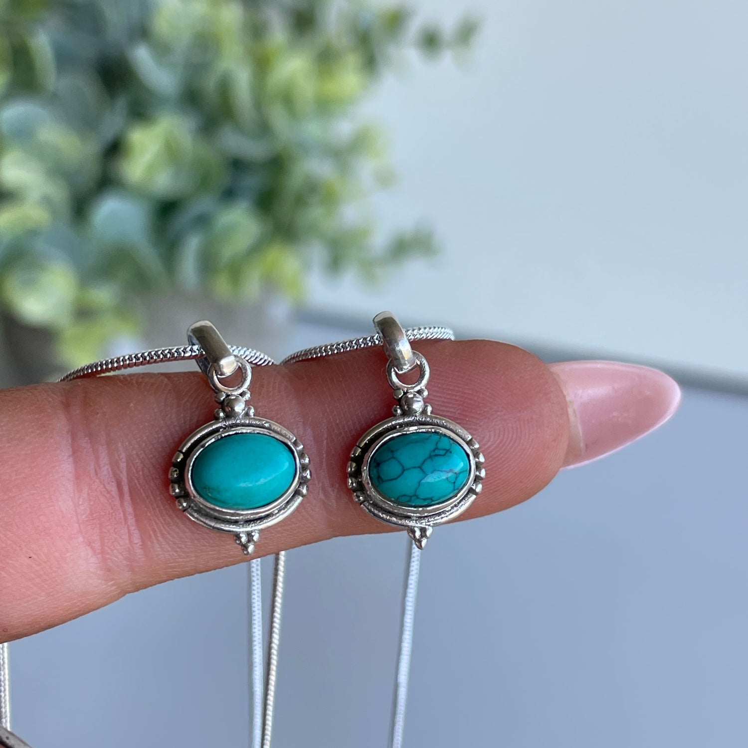 Turquoise Howlite Oval Pendant