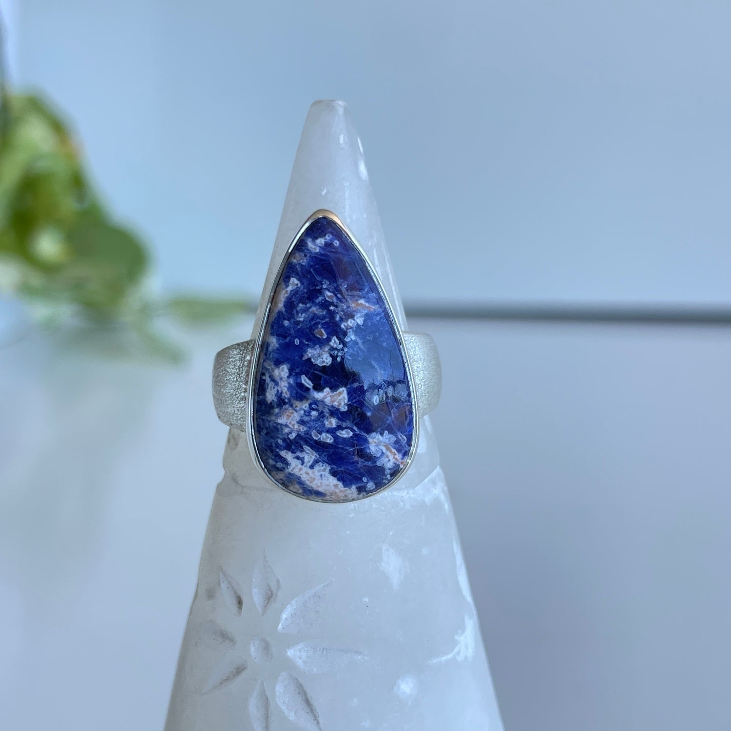 Sodalite Teardrop Ring Sz9