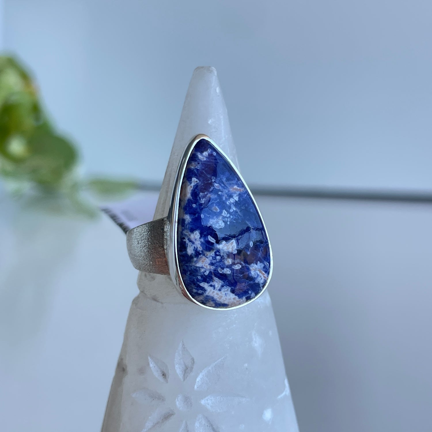Sodalite Teardrop Ring Sz9