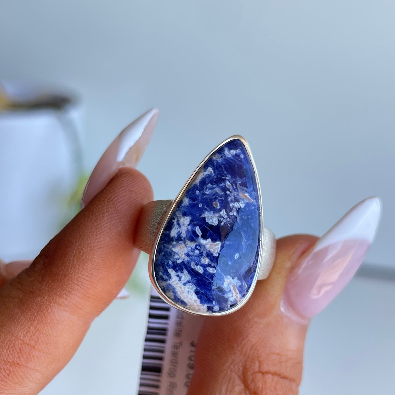 Sodalite Teardrop Ring Sz9
