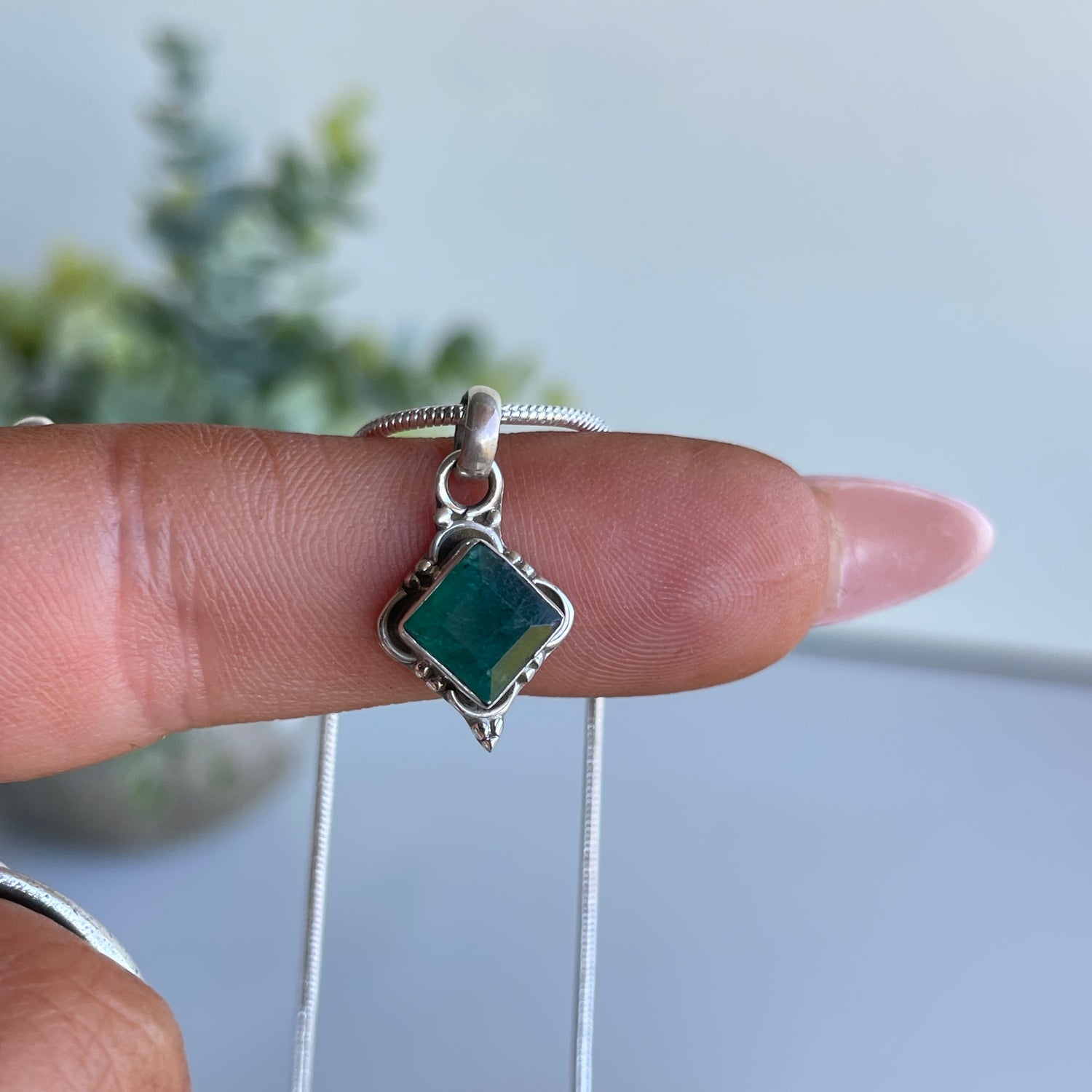 Green Onyx Diamond Pendant