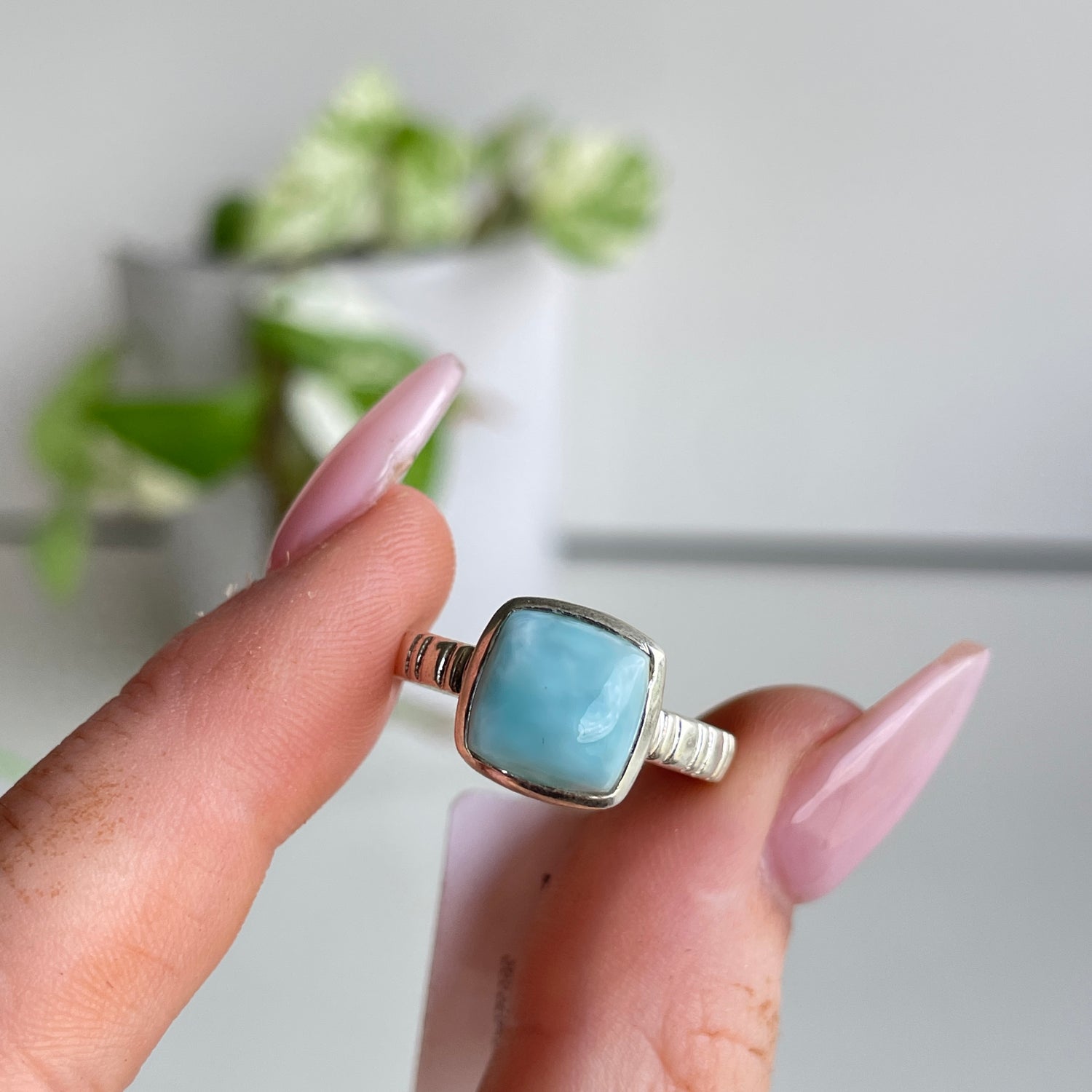 Larimar Square Ring Sz8